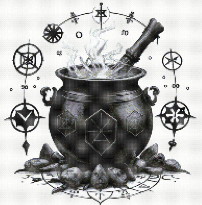 Black Cauldron PDF Pattern | Embroidery Cross Stitch Pattern Download | Stitching | Embroidery Kits | Stitch Design | Embroidery Stitches | PDF Pattern