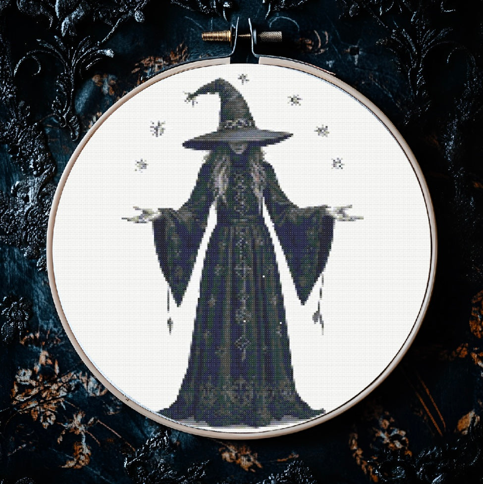 Black Witch PDF Pattern | Embroidery Cross Stitch Pattern Download | Stitching | Embroidery Kits | Stitch Design | Embroidery Stitches | PDF Pattern