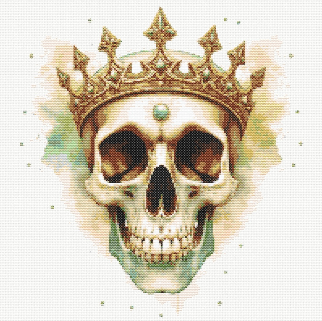Watercolour Crowned Skull PDF Pattern | Embroidery Cross Stitch Pattern Download | Stitching | Embroidery Kits | Stitch Design | Embroidery Stitches | PDF Pattern