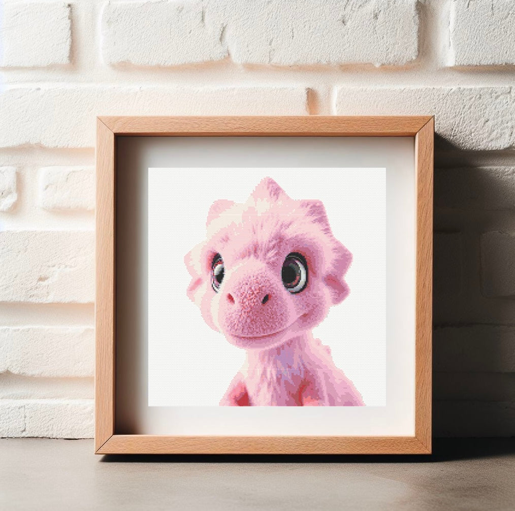 Pixie the Pink Dino PDF Pattern | Embroidery Cross Stitch Pattern Download | Stitching | Embroidery Kits | Stitch Design | Embroidery Stitches | PDF Pattern