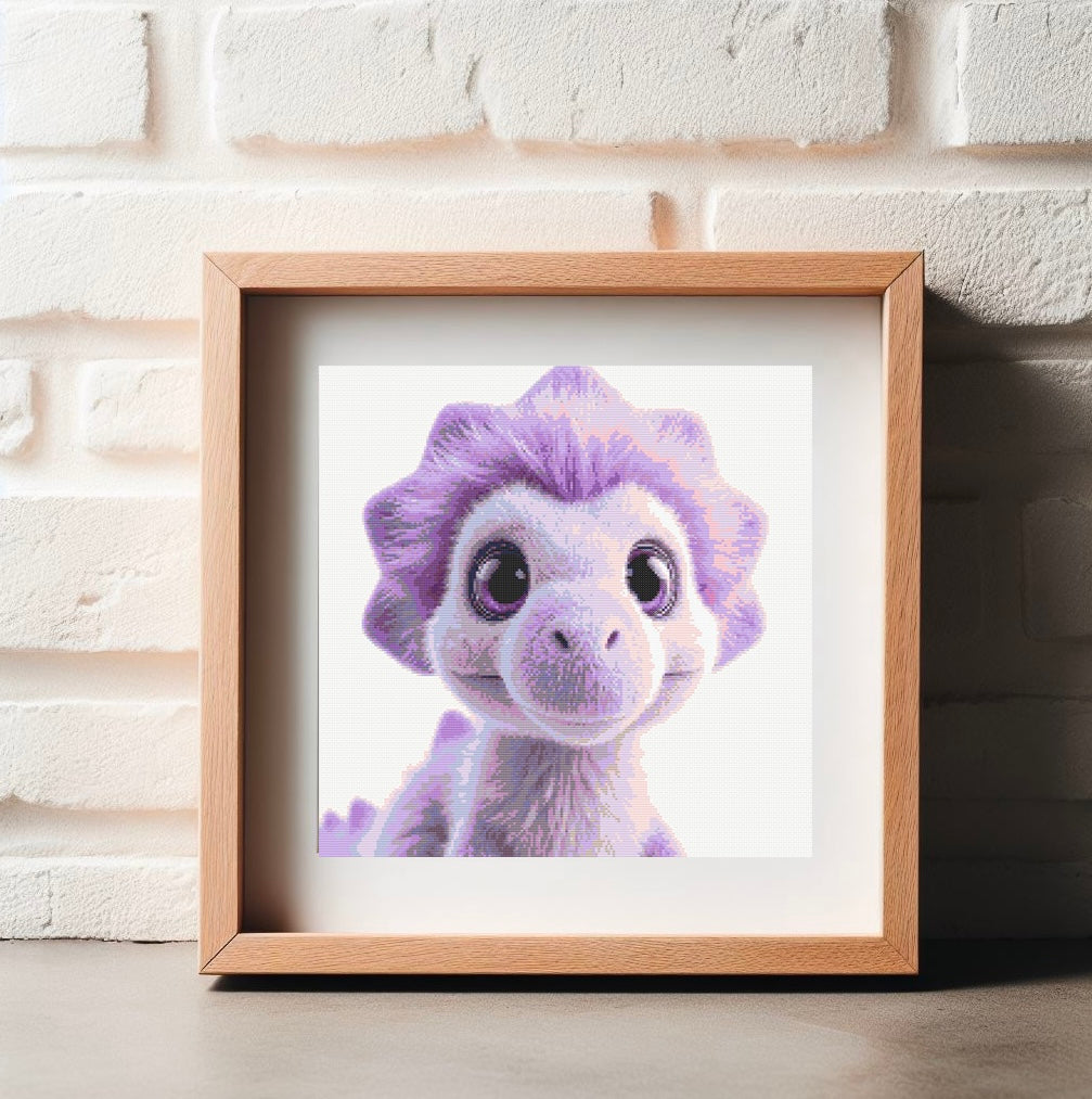 Pringle the Purple Dino PDF Pattern | Embroidery Cross Stitch Pattern Download | Stitching | Embroidery Kits | Stitch Design | Embroidery Stitches | PDF Pattern