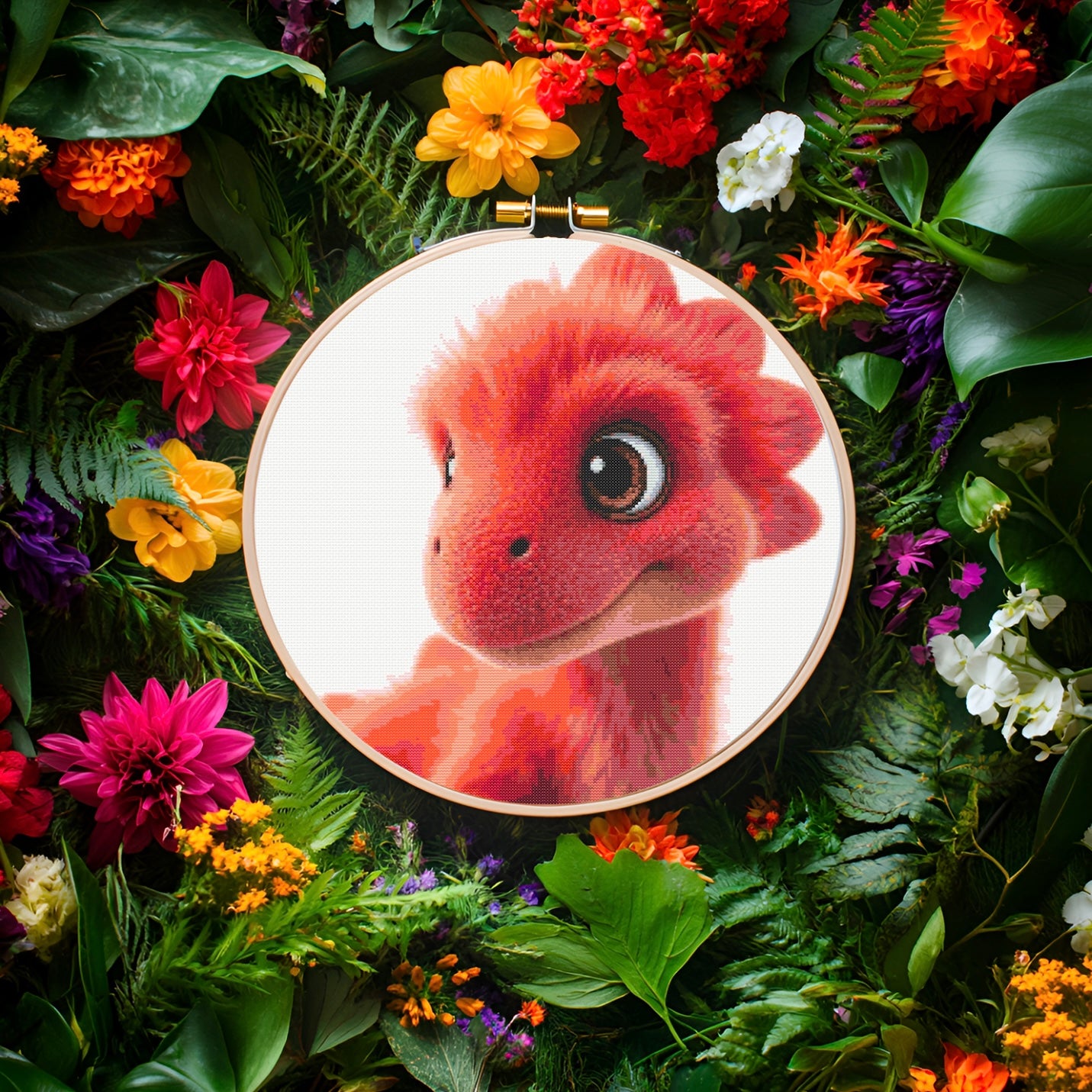 Ruby the Red Dino PDF Pattern | Embroidery Cross Stitch Pattern Download | Stitching | Embroidery Kits | Stitch Design | Embroidery Stitches | PDF Pattern