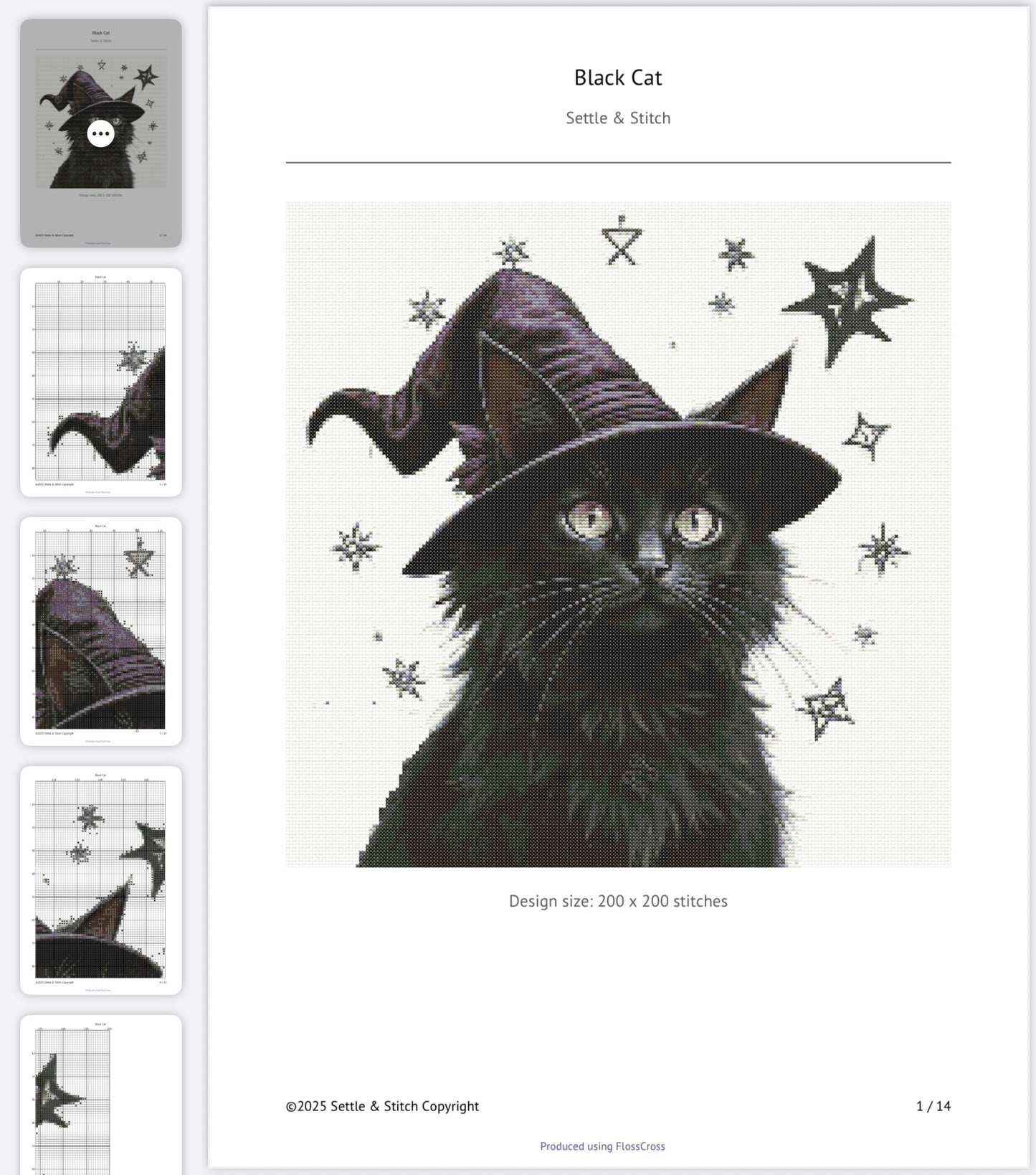 Black Cat PDF Pattern | Embroidery Cross Stitch Pattern Download | Stitching | Embroidery Kits | Stitch Design | Embroidery Stitches | PDF Pattern
