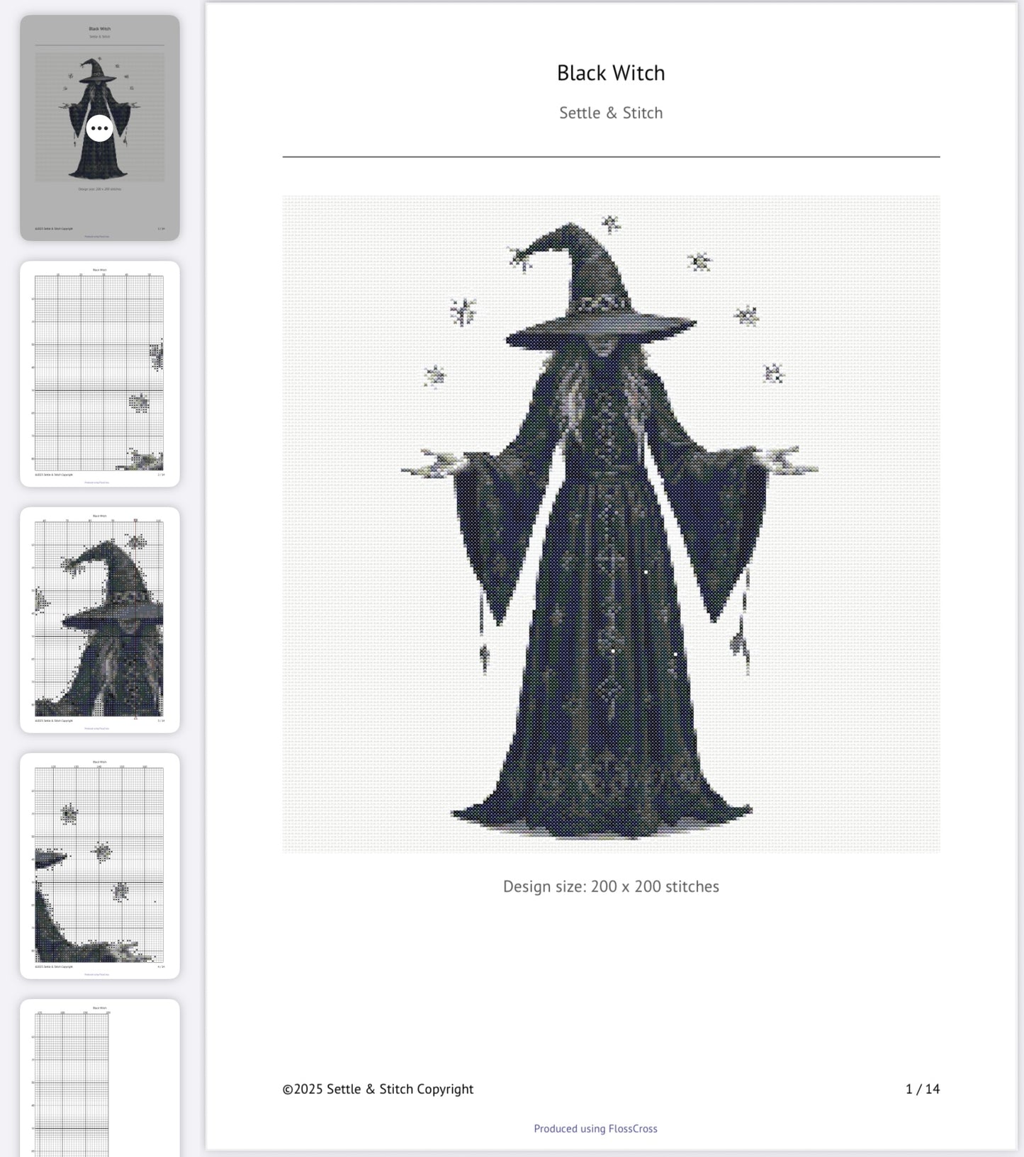 Black Witch PDF Pattern | Embroidery Cross Stitch Pattern Download | Stitching | Embroidery Kits | Stitch Design | Embroidery Stitches | PDF Pattern