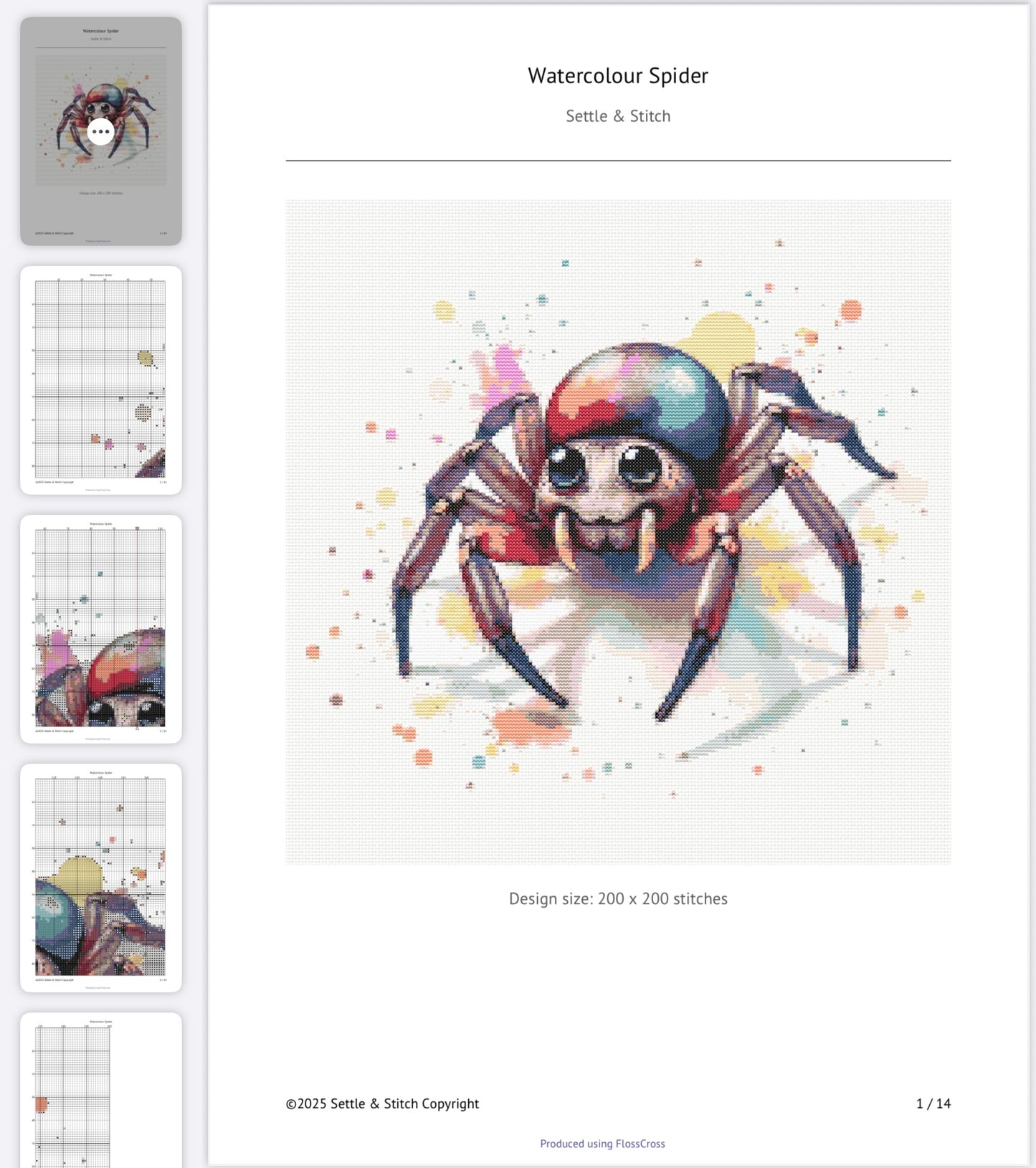 Watercolour Spider PDF Pattern | Embroidery Cross Stitch Pattern Download | Stitching | Embroidery Kits | Stitch Design | Embroidery Stitches | PDF Pattern