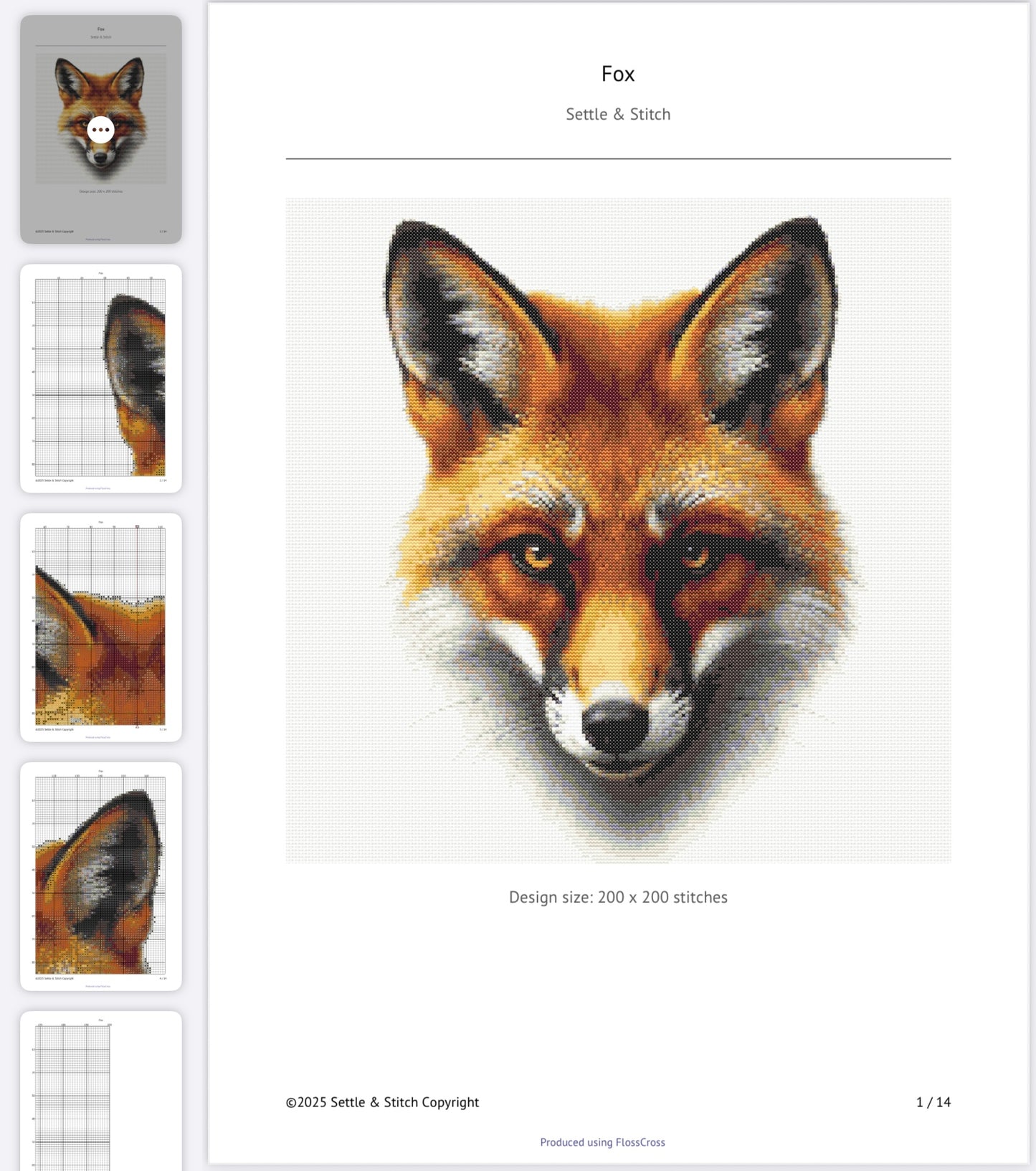 Fox Portrait PDF Pattern | Embroidery Cross Stitch Pattern Download | Stitching | Embroidery Kits | Stitch Design | Embroidery Stitches | PDF Pattern