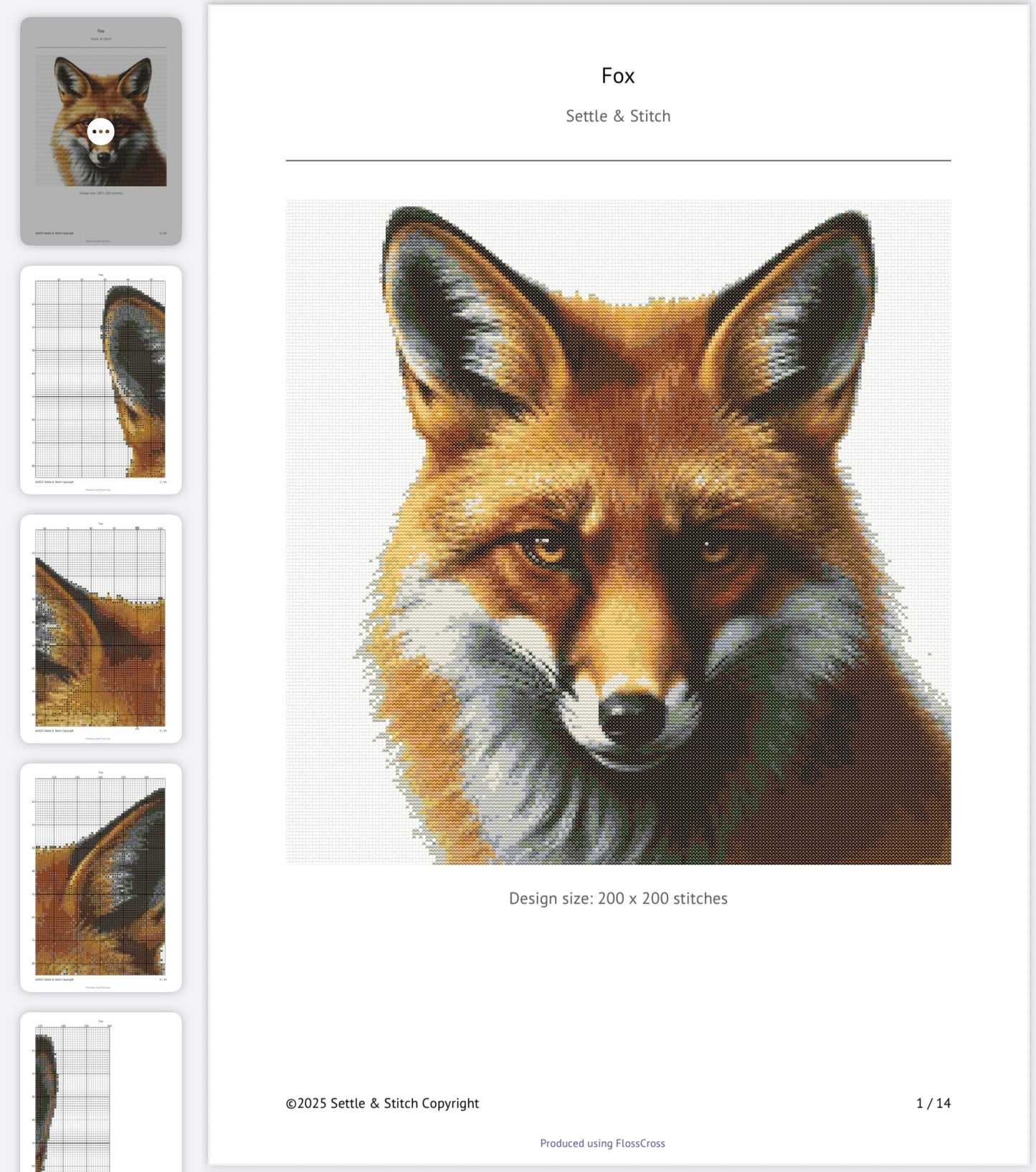Fox PDF Pattern | Embroidery Cross Stitch Pattern Download | Stitching | Embroidery Kits | Stitch Design | Embroidery Stitches | PDF Pattern
