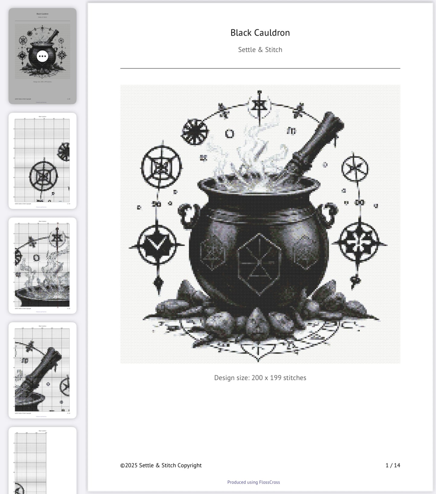 Black Cauldron PDF Pattern | Embroidery Cross Stitch Pattern Download | Stitching | Embroidery Kits | Stitch Design | Embroidery Stitches | PDF Pattern