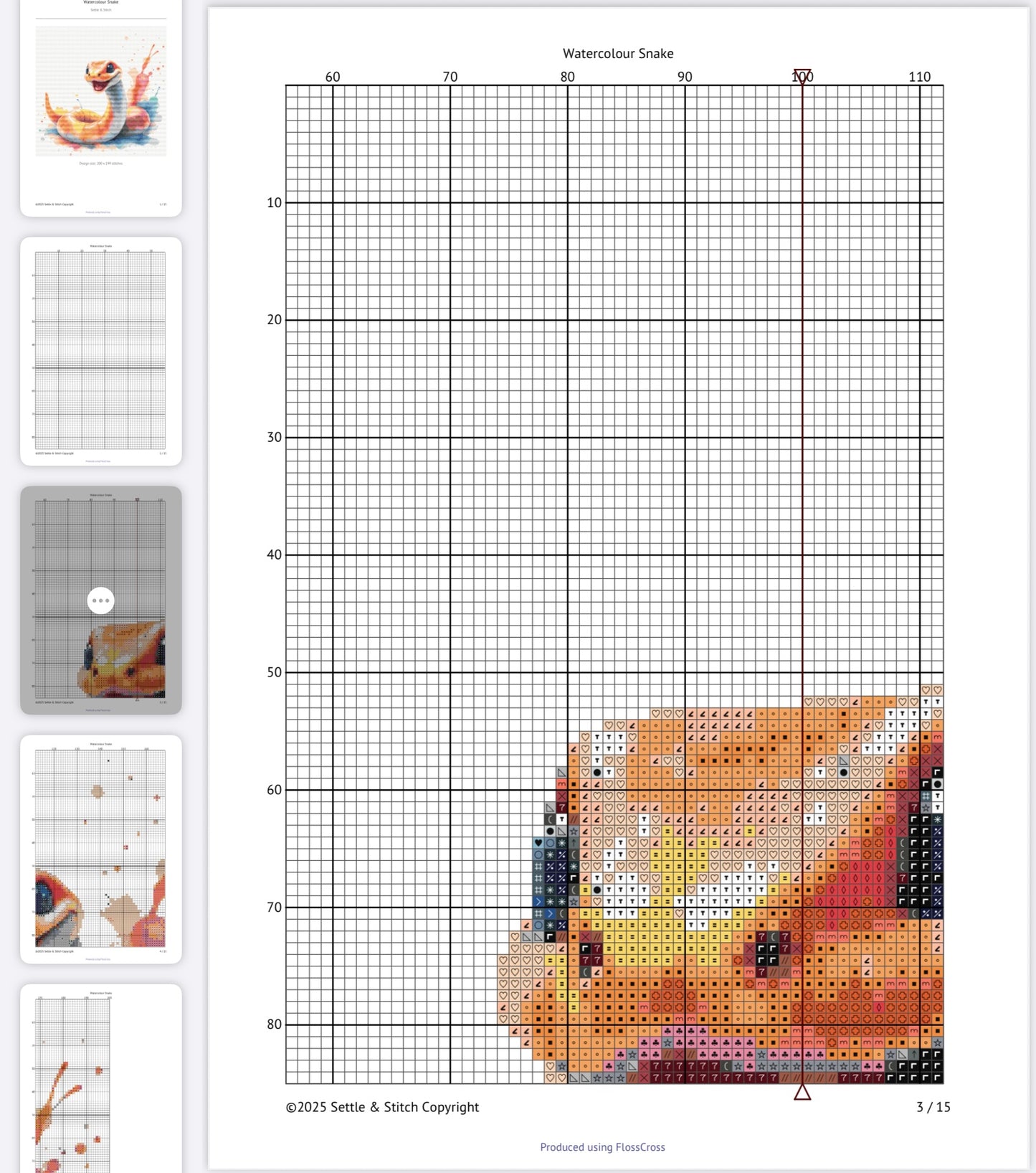 Watercolour Snake PDF Pattern | Embroidery Cross Stitch Pattern Download | Stitching | Embroidery Kits | Stitch Design | Embroidery Stitches | PDF Pattern