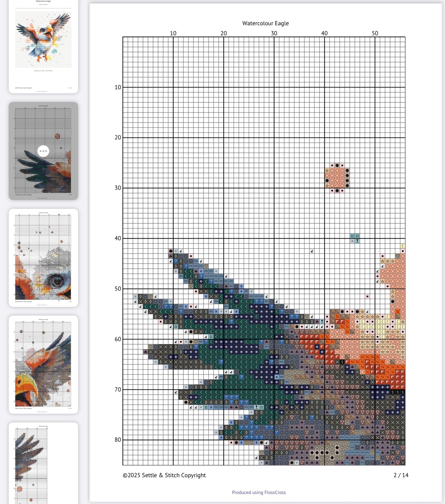 Watercolour Eagle PDF Pattern | Embroidery Cross Stitch Pattern Download | Stitching | Embroidery Kits | Stitch Design | Embroidery Stitches | PDF Pattern