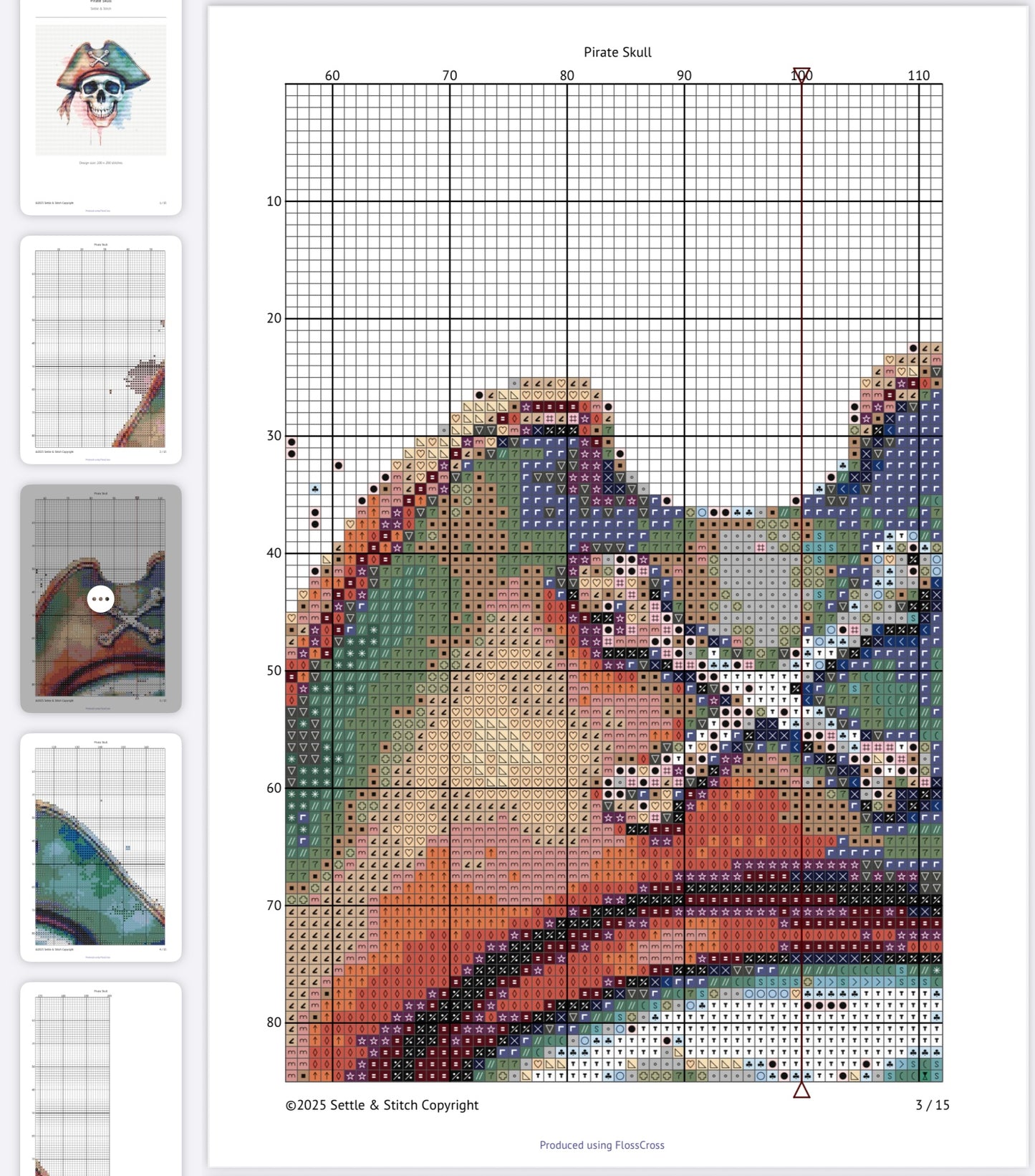Watercolour Pirate Skull PDF Pattern | Embroidery Cross Stitch Pattern Download | Stitching | Embroidery Kits | Stitch Design | Embroidery Stitches | PDF Pattern