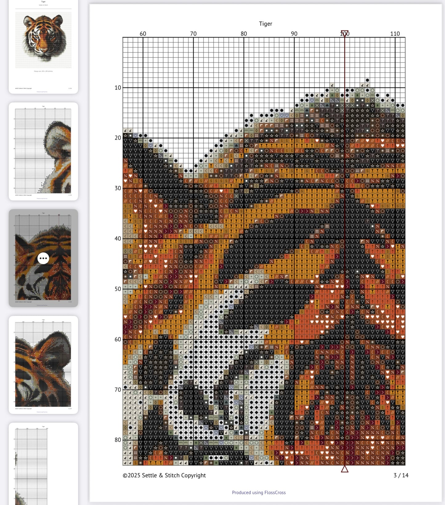 Tiger Portrait PDF Pattern | Embroidery Cross Stitch Pattern Download | Stitching | Embroidery Kits | Stitch Design | Embroidery Stitches | PDF Pattern