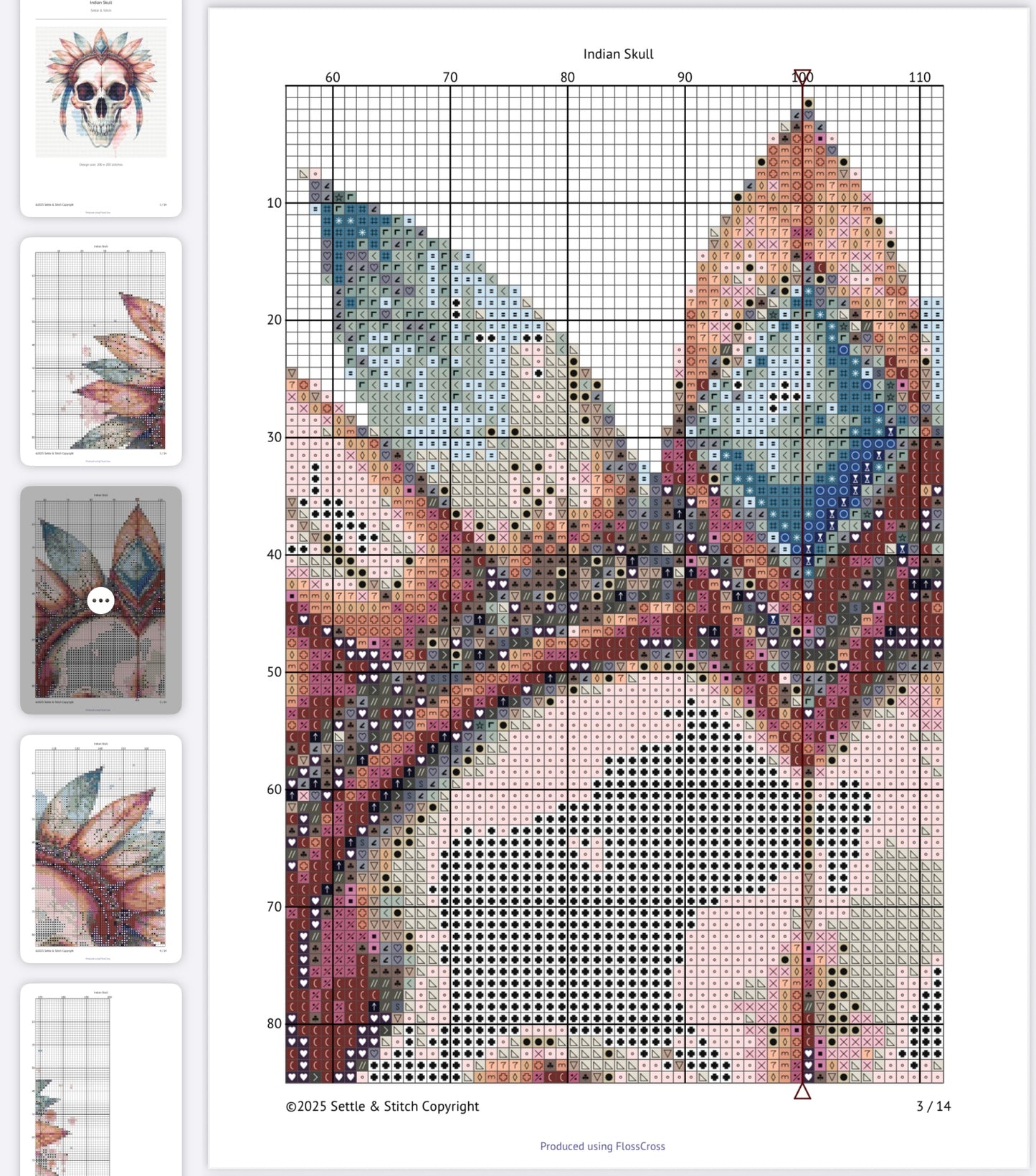 Watercolour Indian Skull PDF Pattern | Embroidery Cross Stitch Pattern Download | Stitching | Embroidery Kits | Stitch Design | Embroidery Stitches | PDF Pattern