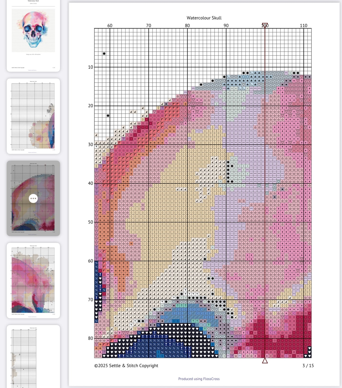 Watercolour Skull (Multicolour) PDF Pattern | Embroidery Cross Stitch Pattern Download | Stitching | Embroidery Kits | Stitch Design | Embroidery Stitches | PDF Pattern