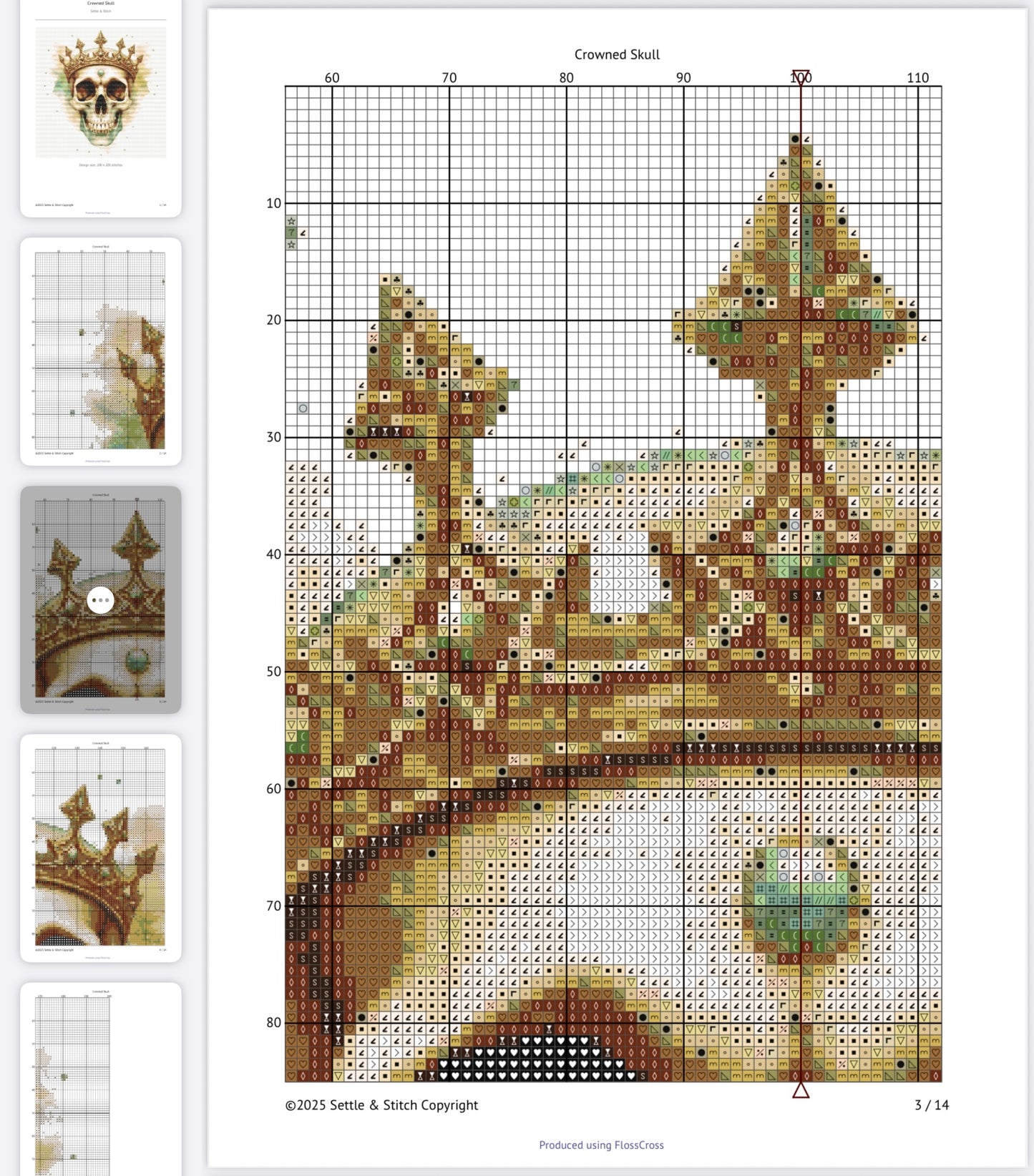 Watercolour Crowned Skull PDF Pattern | Embroidery Cross Stitch Pattern Download | Stitching | Embroidery Kits | Stitch Design | Embroidery Stitches | PDF Pattern