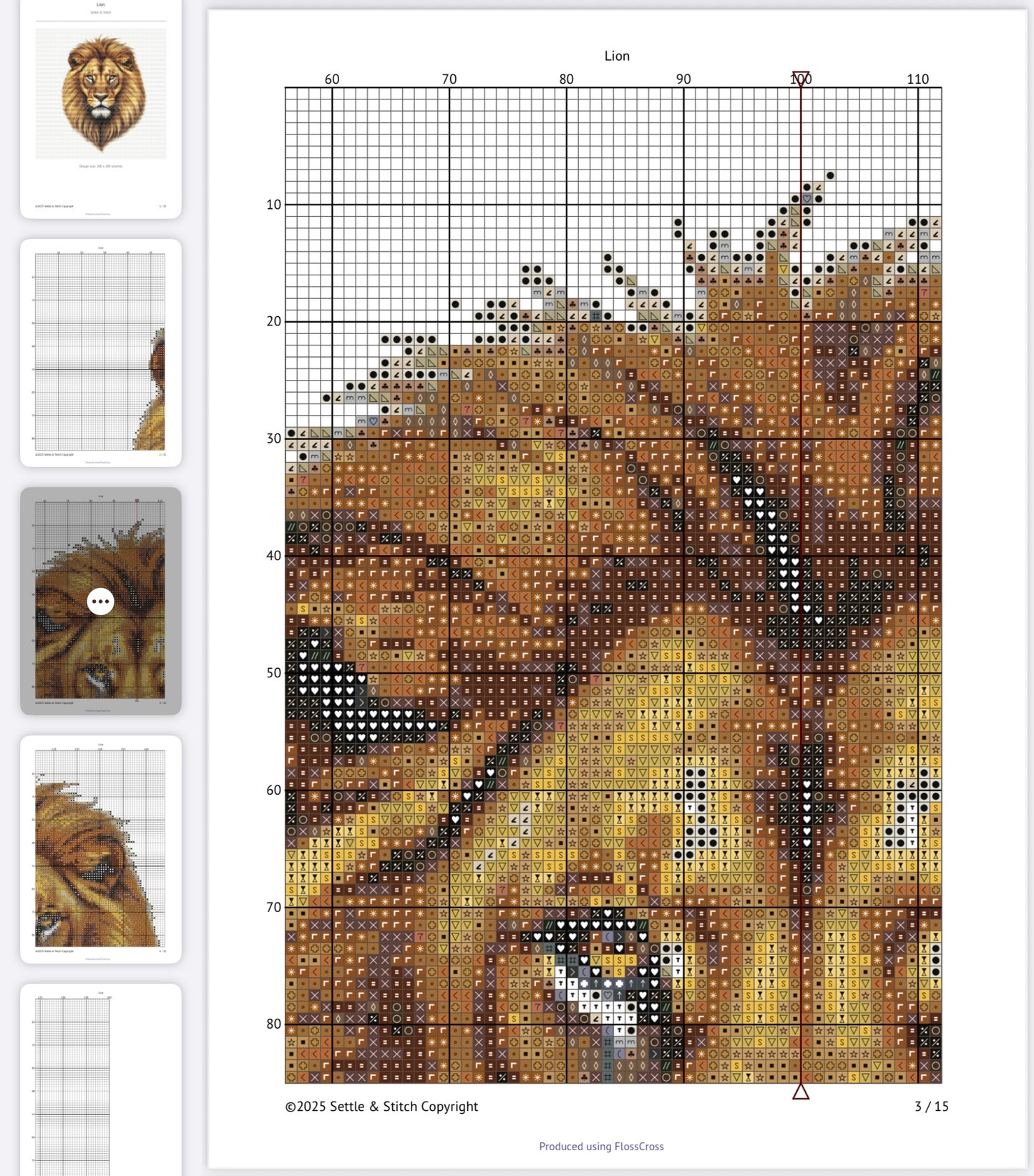 Lion Portrait PDF Pattern | Embroidery Cross Stitch Pattern Download | Stitching | Embroidery Kits | Stitch Design | Embroidery Stitches | PDF Pattern