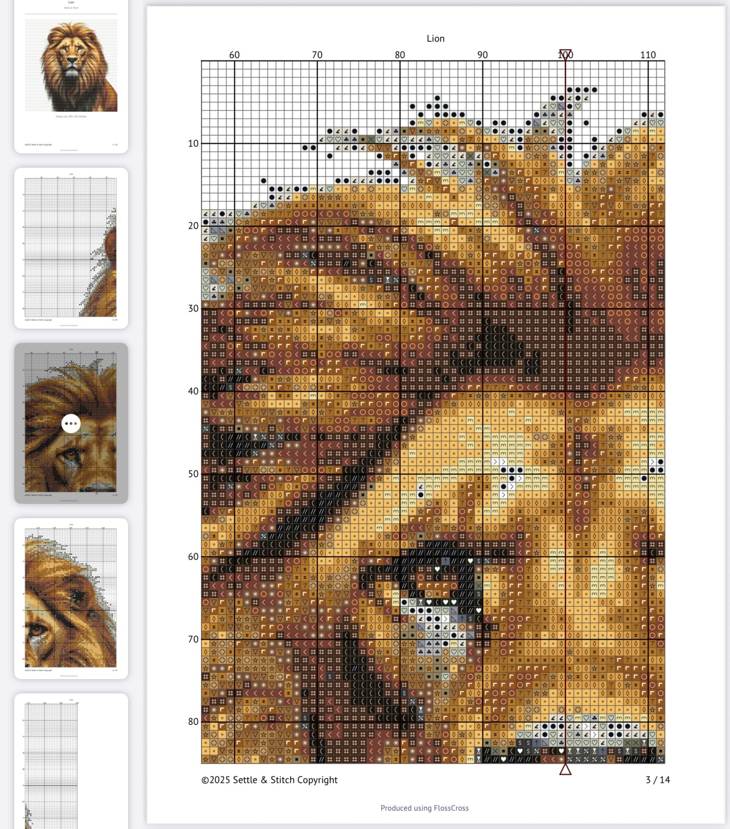 Lion PDF Pattern | Embroidery Cross Stitch Pattern Download | Stitching | Embroidery Kits | Stitch Design | Embroidery Stitches | PDF Pattern