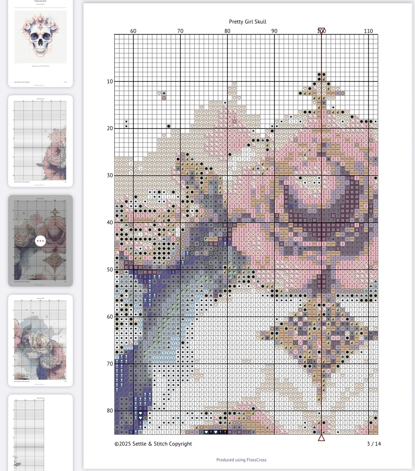 Watercolour Pretty Girl Skull (Baby Pink) PDF Pattern | Embroidery Cross Stitch Pattern Download | Stitching | Embroidery Kits | Stitch Design | Embroidery Stitches | PDF Pattern