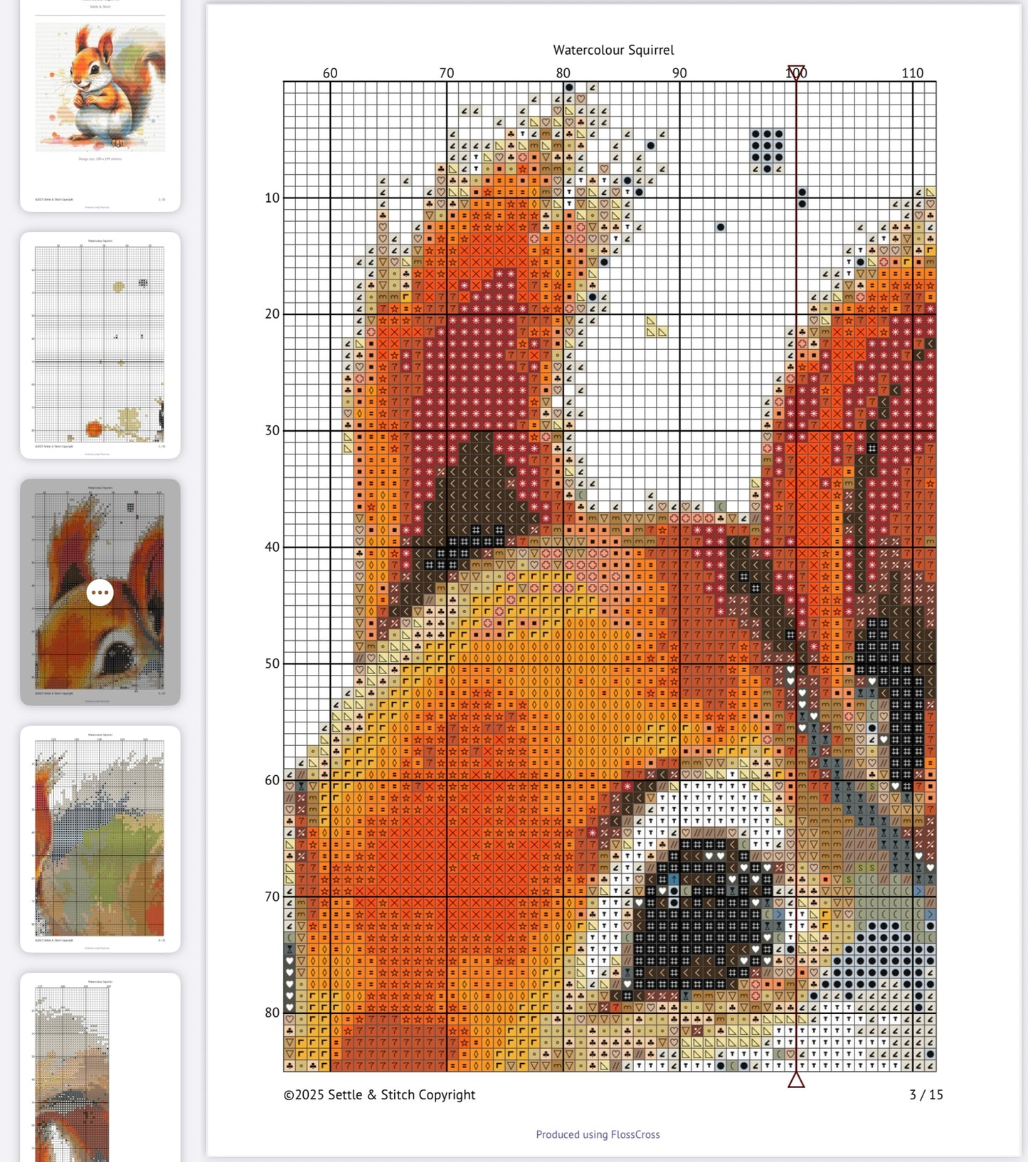 Watercolour Squirrel PDF Pattern | Embroidery Cross Stitch Pattern Download | Stitching | Embroidery Kits | Stitch Design | Embroidery Stitches | PDF Pattern