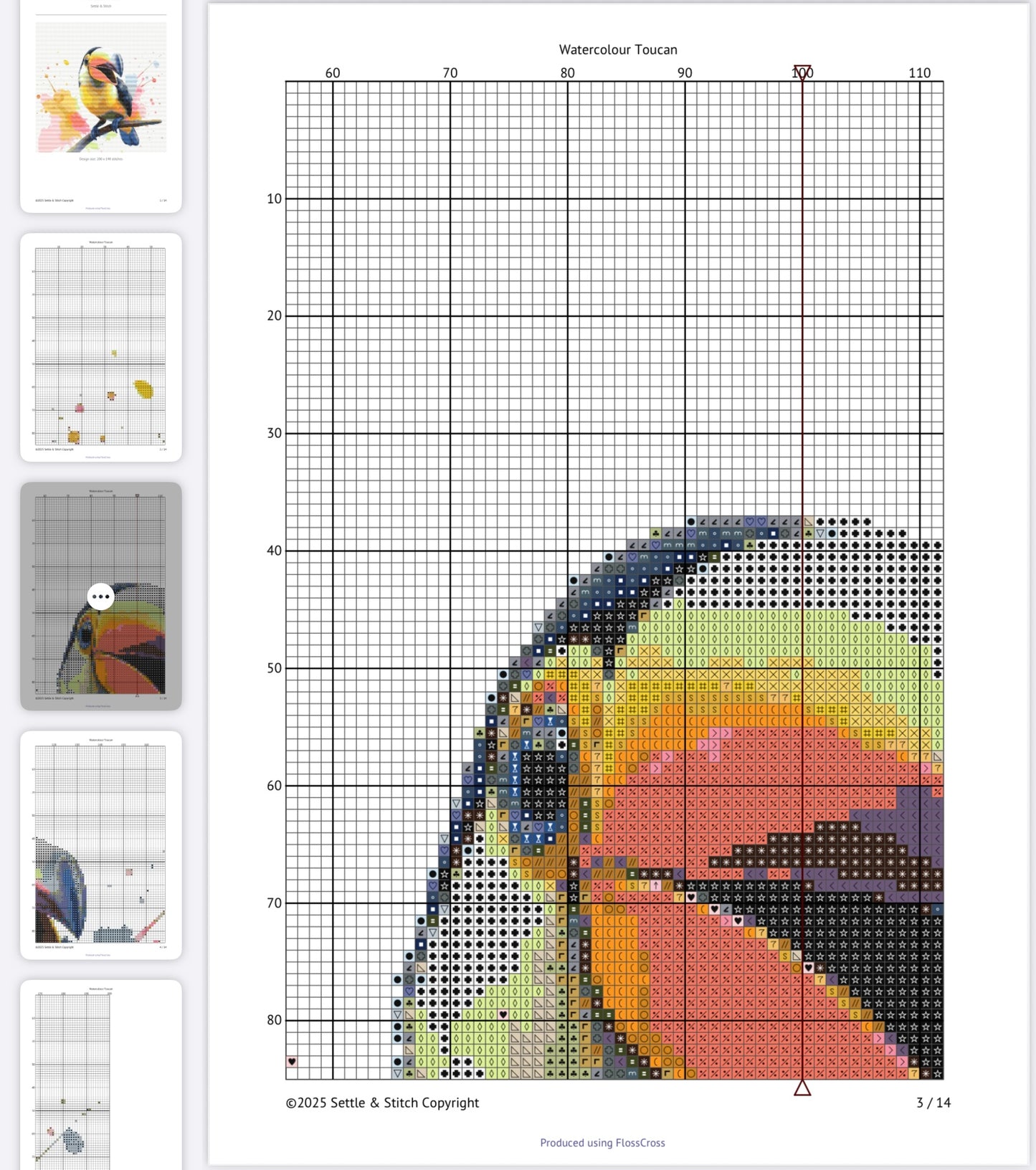 Watercolour Toucan PDF Pattern | Embroidery Cross Stitch Pattern Download | Stitching | Embroidery Kits | Stitch Design | Embroidery Stitches | PDF Pattern