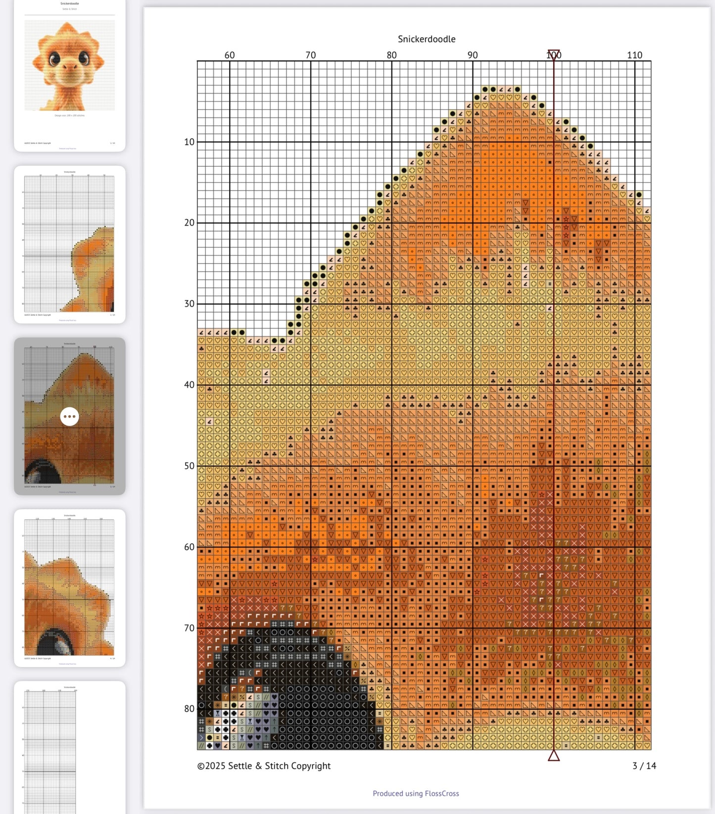 Snickerdoodle the Orange Dino PDF Pattern | Embroidery Cross Stitch Pattern Download | Stitching | Embroidery Kits | Stitch Design | Embroidery Stitches | PDF Pattern