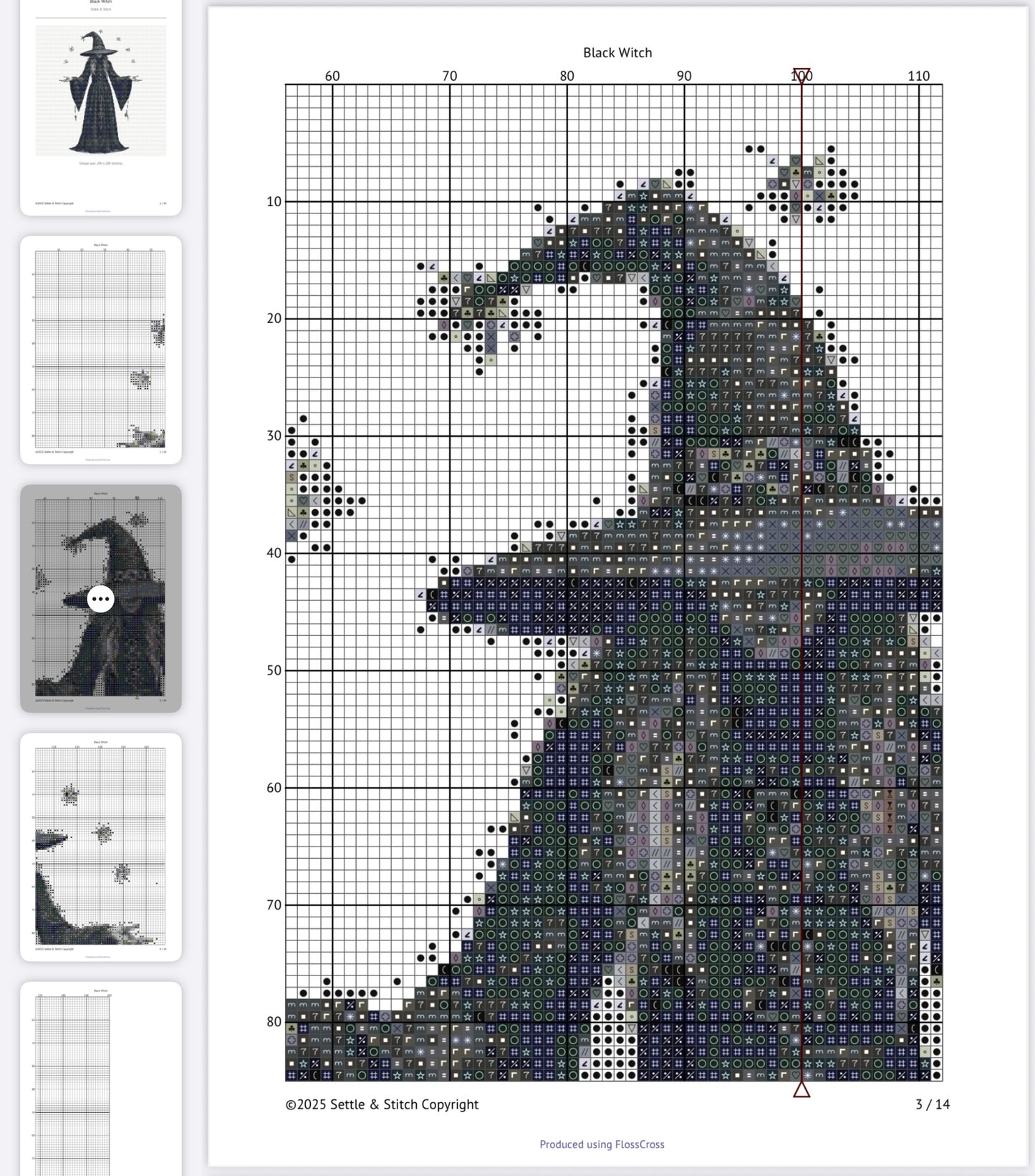 Black Witch PDF Pattern | Embroidery Cross Stitch Pattern Download | Stitching | Embroidery Kits | Stitch Design | Embroidery Stitches | PDF Pattern