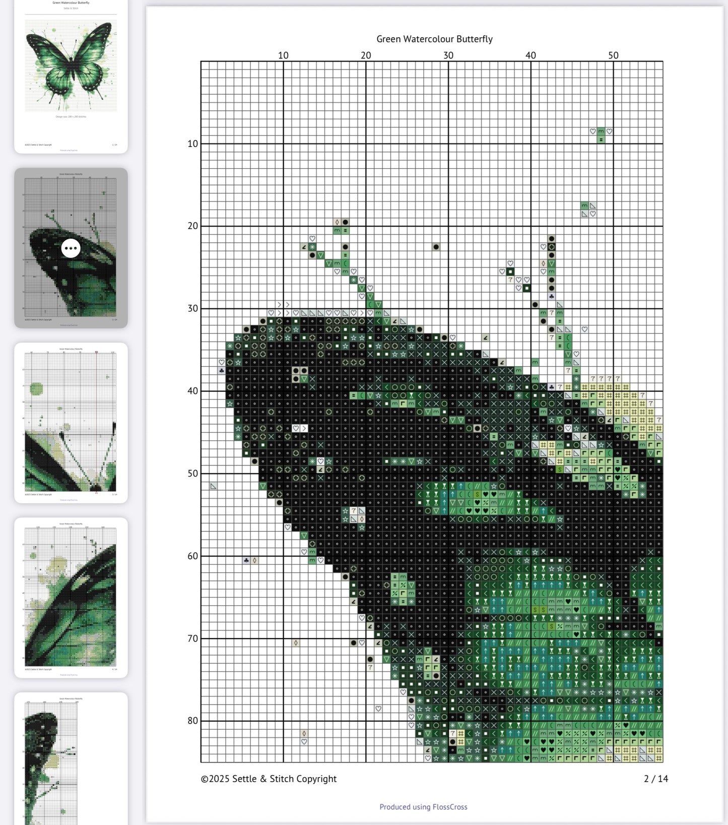 Watercolour Butterfly (Green & Black) PDF Pattern | Embroidery Cross Stitch Pattern Download | Stitching | Embroidery Kits | Stitch Design | Embroidery Stitches | PDF Pattern