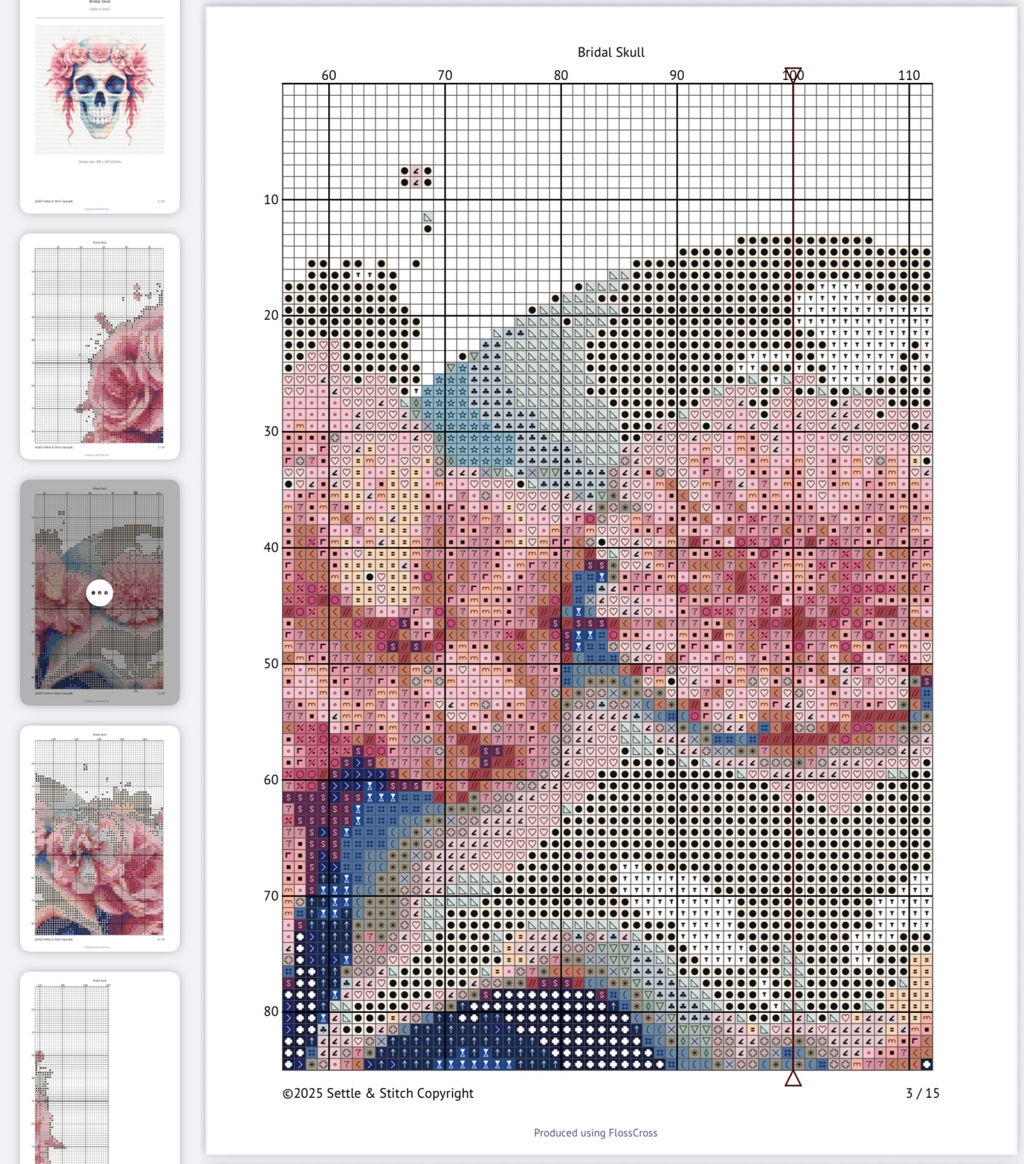 Watercolour Bridal Skull PDF Pattern | Embroidery Cross Stitch Pattern Download | Stitching | Embroidery Kits | Stitch Design | Embroidery Stitches | PDF Pattern