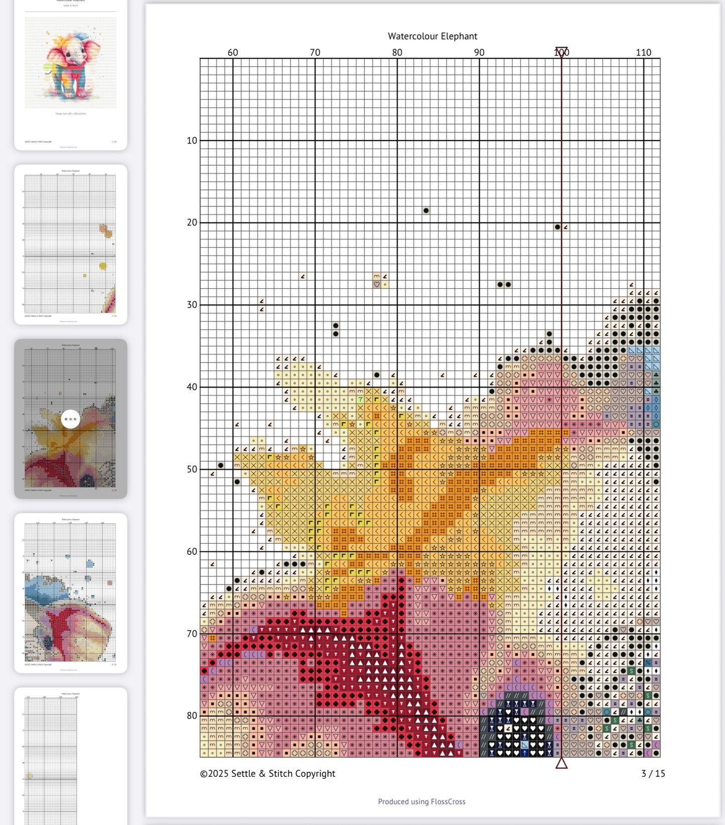 Watercolour Elephant PDF Pattern | Embroidery Cross Stitch Pattern Download | Stitching | Embroidery Kits | Stitch Design | Embroidery Stitches | PDF Pattern