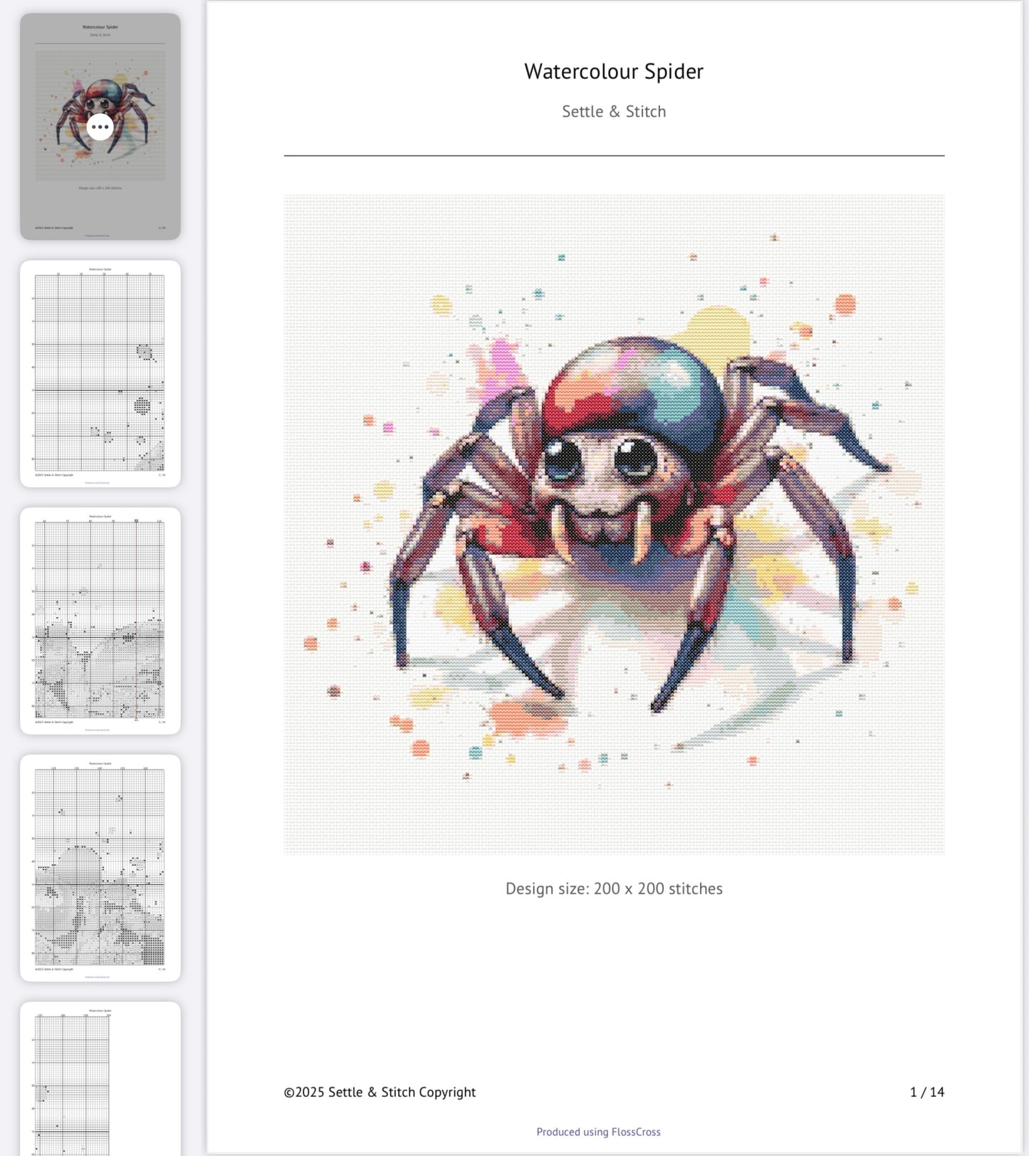 Watercolour Spider PDF Pattern | Embroidery Cross Stitch Pattern Download | Stitching | Embroidery Kits | Stitch Design | Embroidery Stitches | PDF Pattern