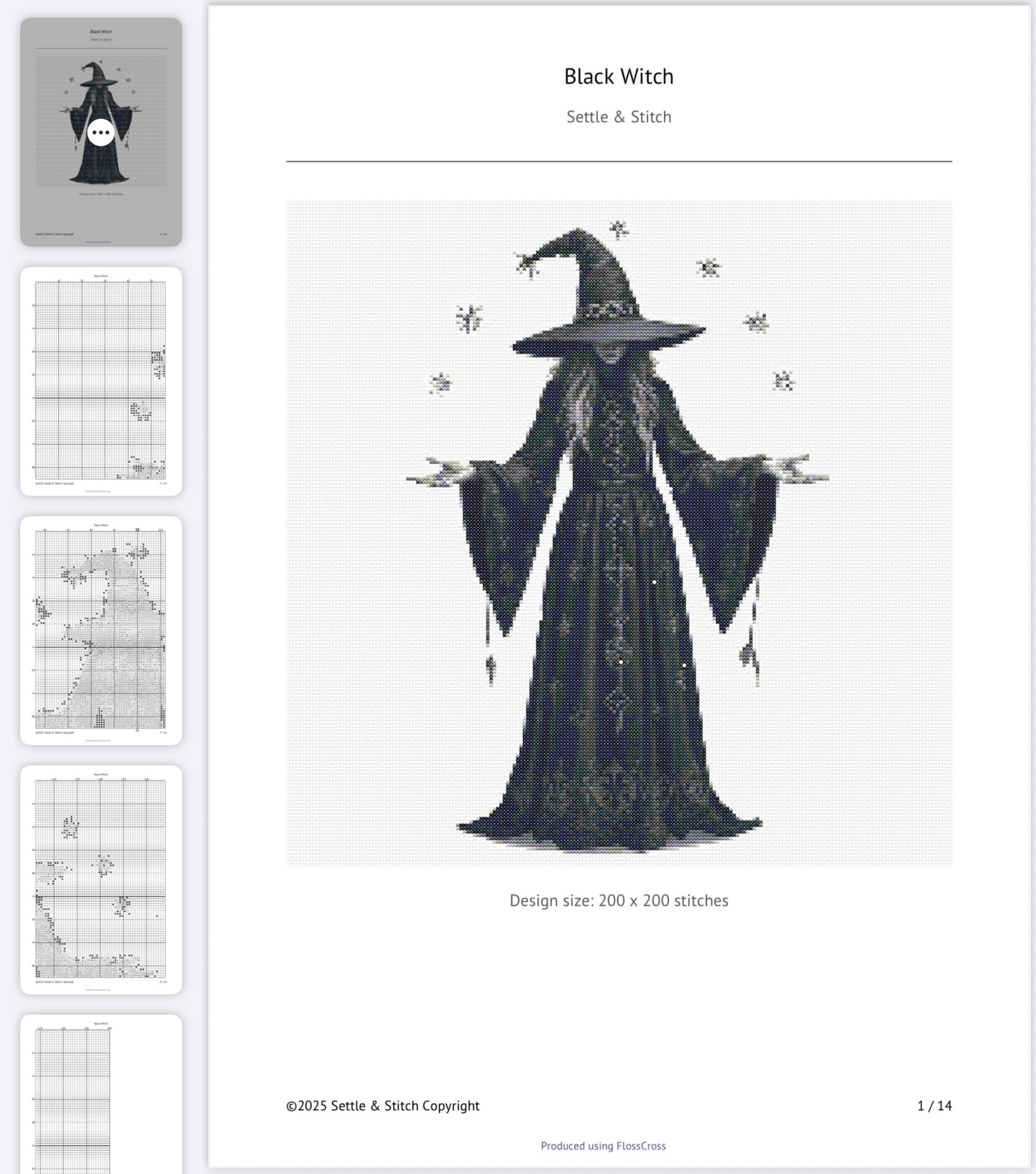 Black Witch PDF Pattern | Embroidery Cross Stitch Pattern Download | Stitching | Embroidery Kits | Stitch Design | Embroidery Stitches | PDF Pattern