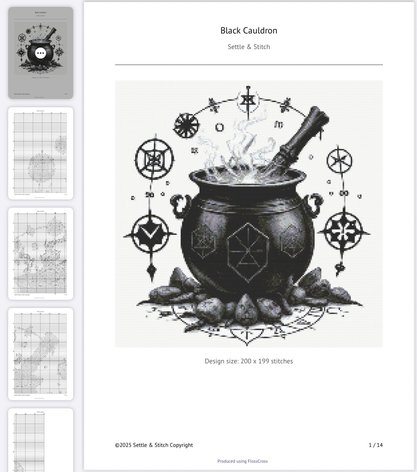 Black Cauldron PDF Pattern | Embroidery Cross Stitch Pattern Download | Stitching | Embroidery Kits | Stitch Design | Embroidery Stitches | PDF Pattern