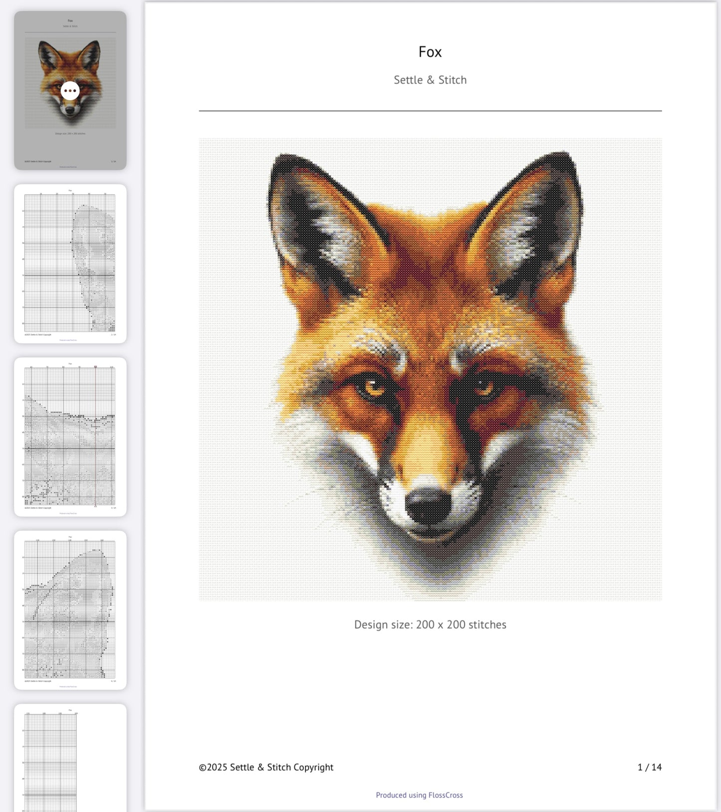 Fox Portrait PDF Pattern | Embroidery Cross Stitch Pattern Download | Stitching | Embroidery Kits | Stitch Design | Embroidery Stitches | PDF Pattern