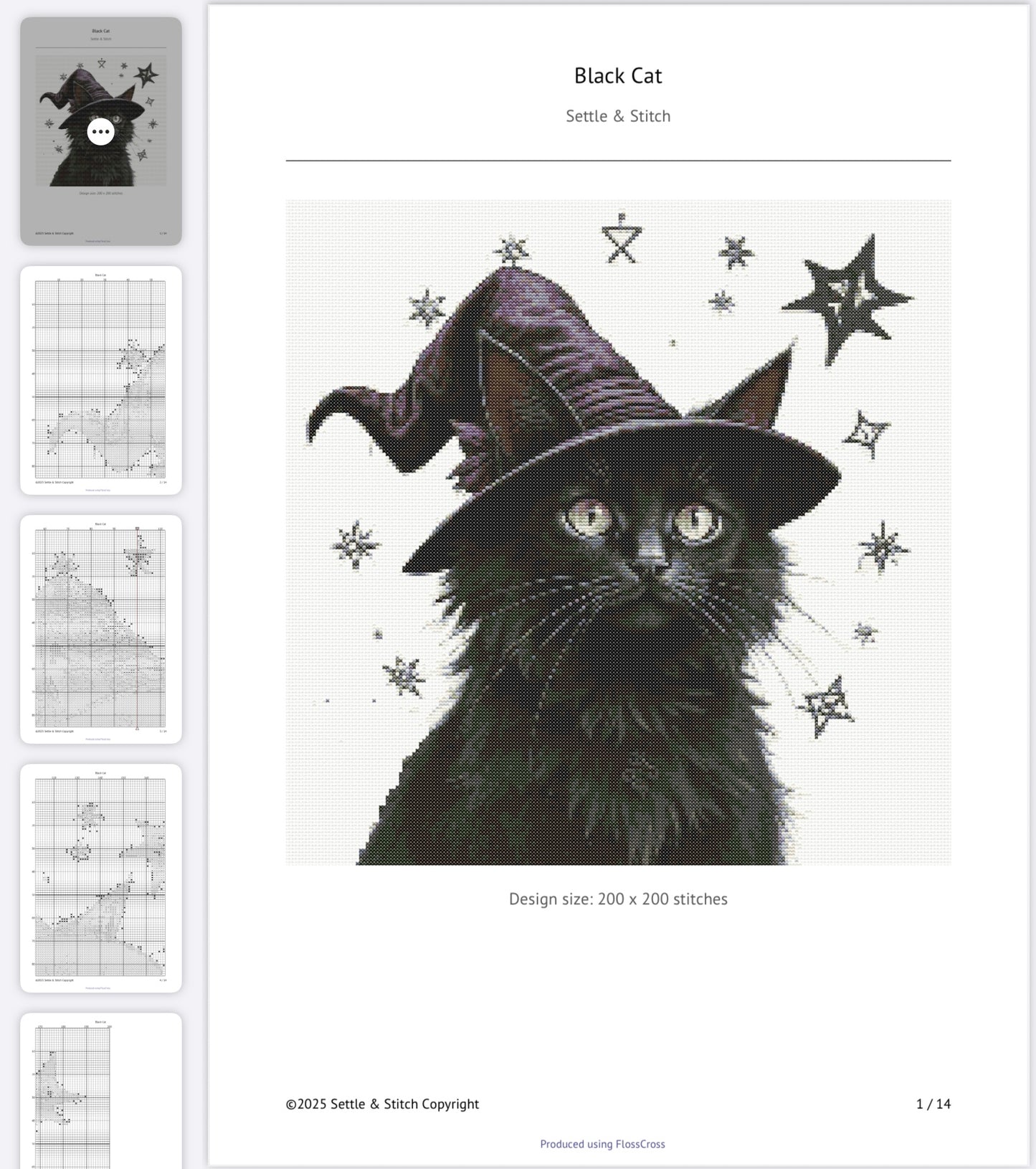 Black Cat PDF Pattern | Embroidery Cross Stitch Pattern Download | Stitching | Embroidery Kits | Stitch Design | Embroidery Stitches | PDF Pattern