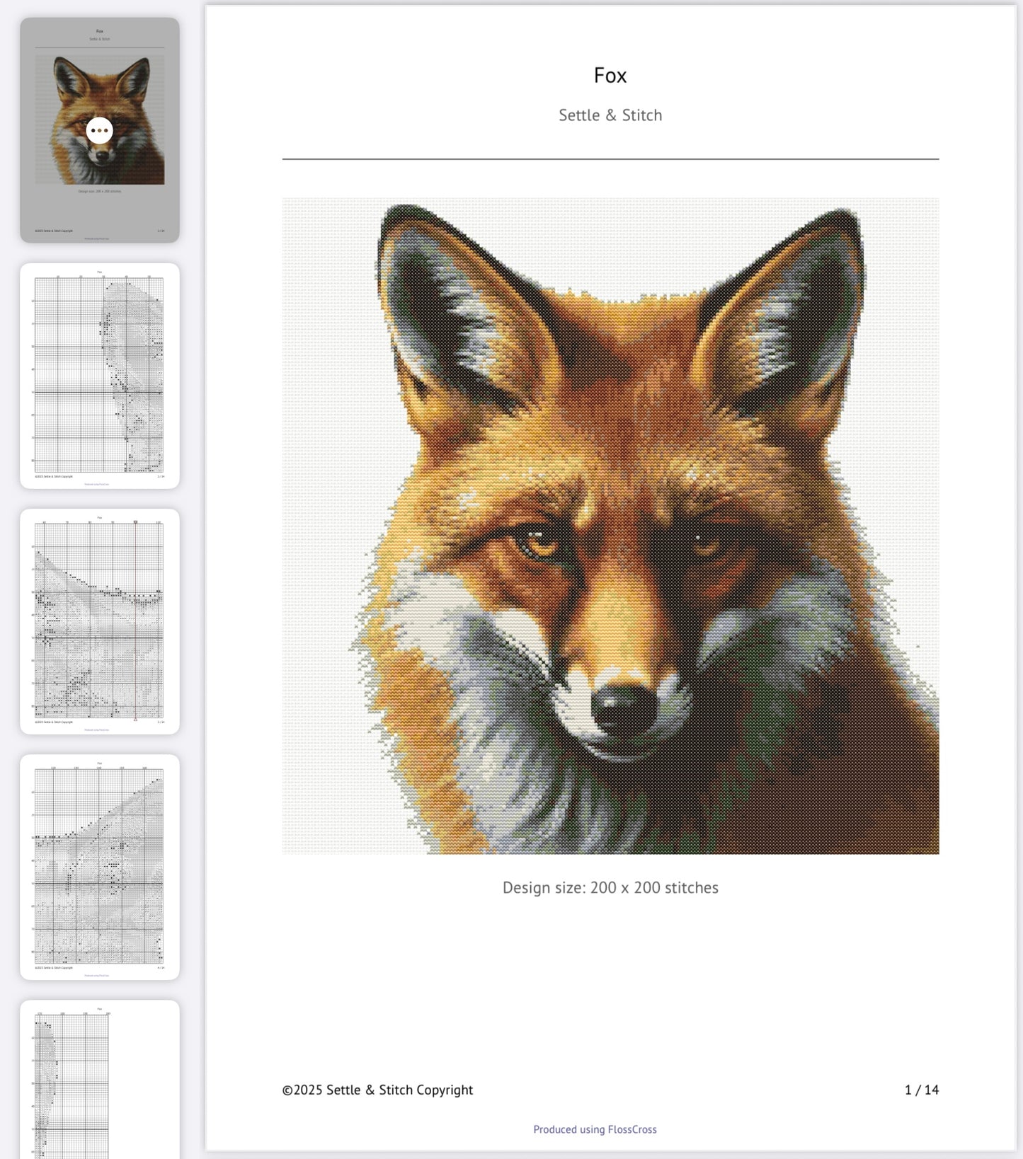 Fox PDF Pattern | Embroidery Cross Stitch Pattern Download | Stitching | Embroidery Kits | Stitch Design | Embroidery Stitches | PDF Pattern