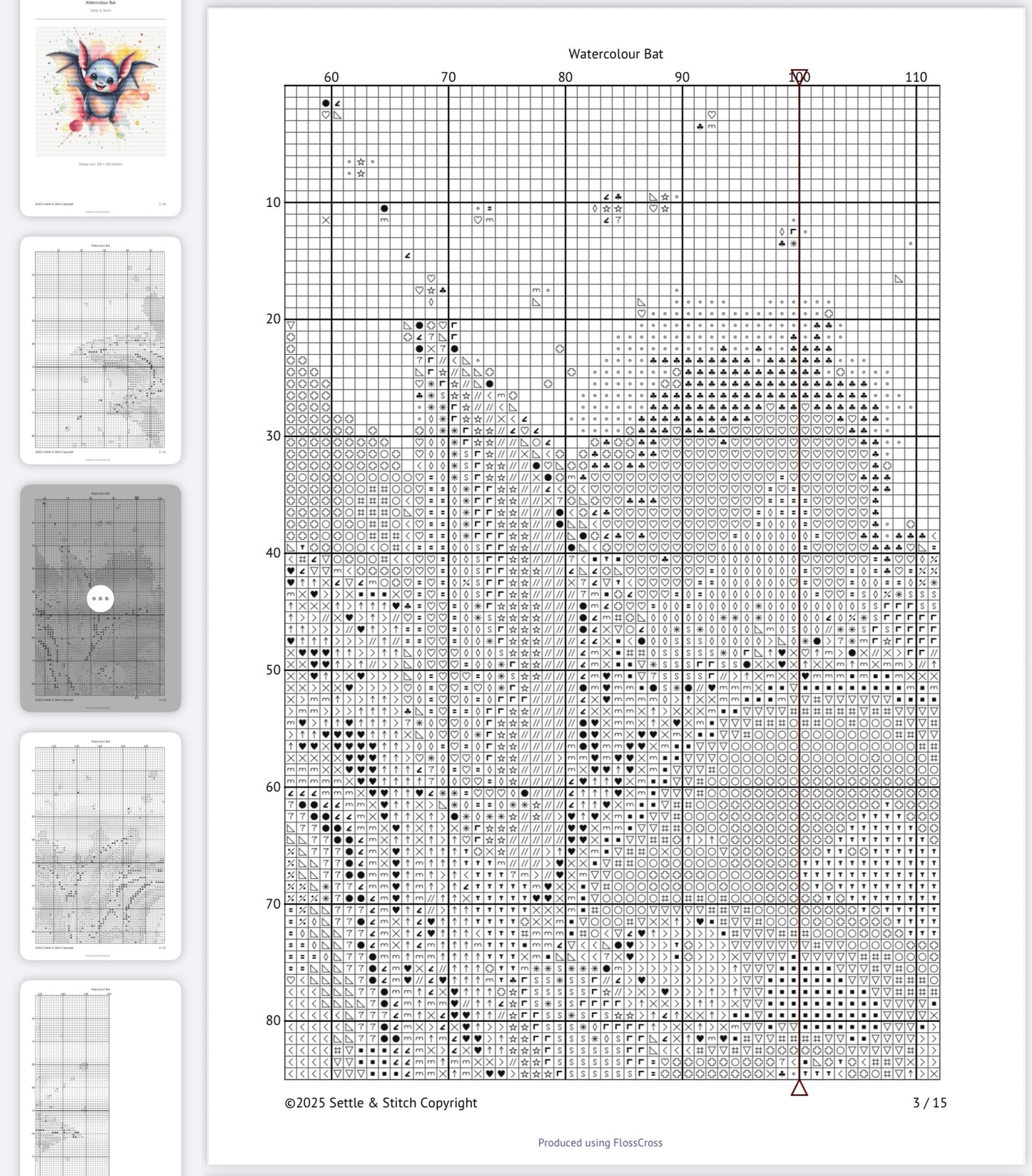 Watercolour Bat PDF Pattern | Embroidery Cross Stitch Pattern Download | Stitching | Embroidery Kits | Stitch Design | Embroidery Stitches | PDF Pattern