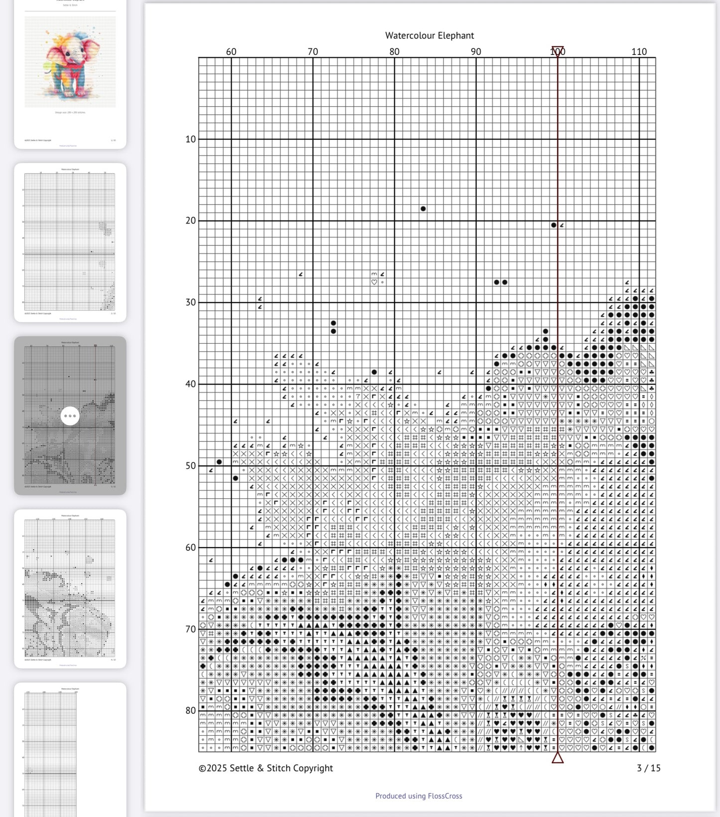 Watercolour Elephant PDF Pattern | Embroidery Cross Stitch Pattern Download | Stitching | Embroidery Kits | Stitch Design | Embroidery Stitches | PDF Pattern