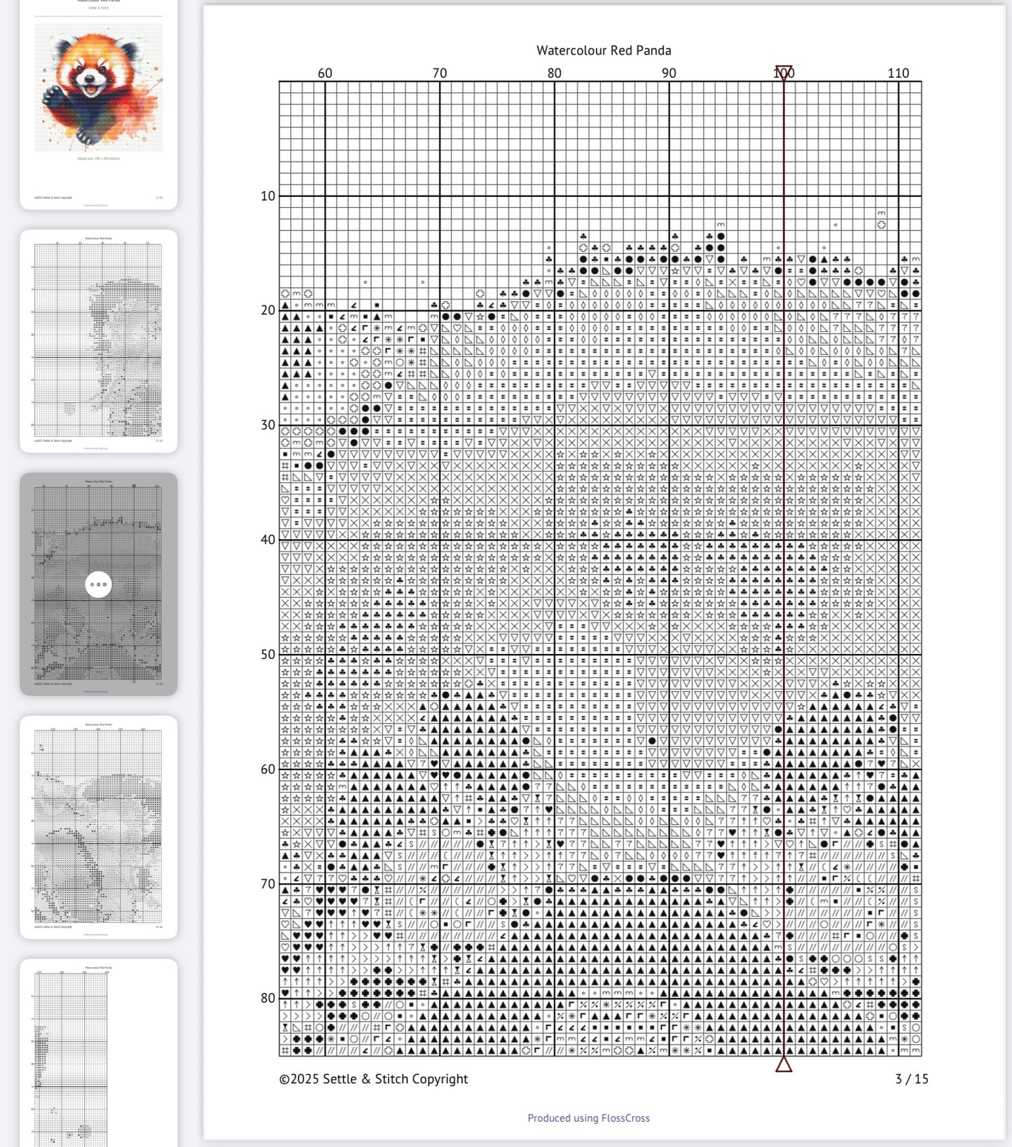 Watercolour Red Panda PDF Pattern | Embroidery Cross Stitch Pattern Download | Stitching | Embroidery Kits | Stitch Design | Embroidery Stitches | PDF Pattern