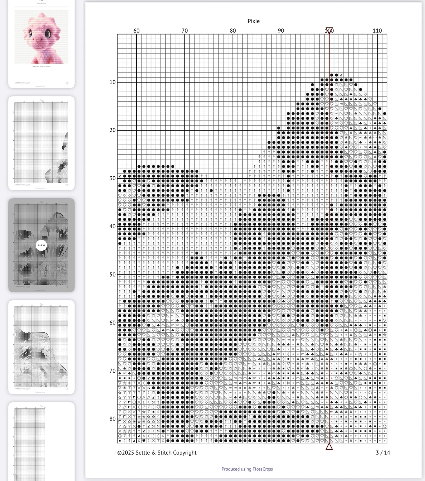 Pixie the Pink Dino PDF Pattern | Embroidery Cross Stitch Pattern Download | Stitching | Embroidery Kits | Stitch Design | Embroidery Stitches | PDF Pattern