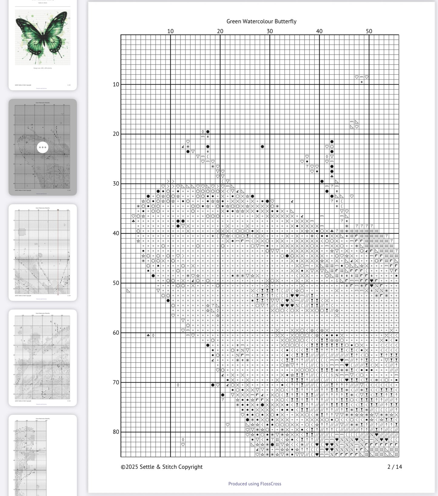 Watercolour Butterfly (Green & Black) PDF Pattern | Embroidery Cross Stitch Pattern Download | Stitching | Embroidery Kits | Stitch Design | Embroidery Stitches | PDF Pattern