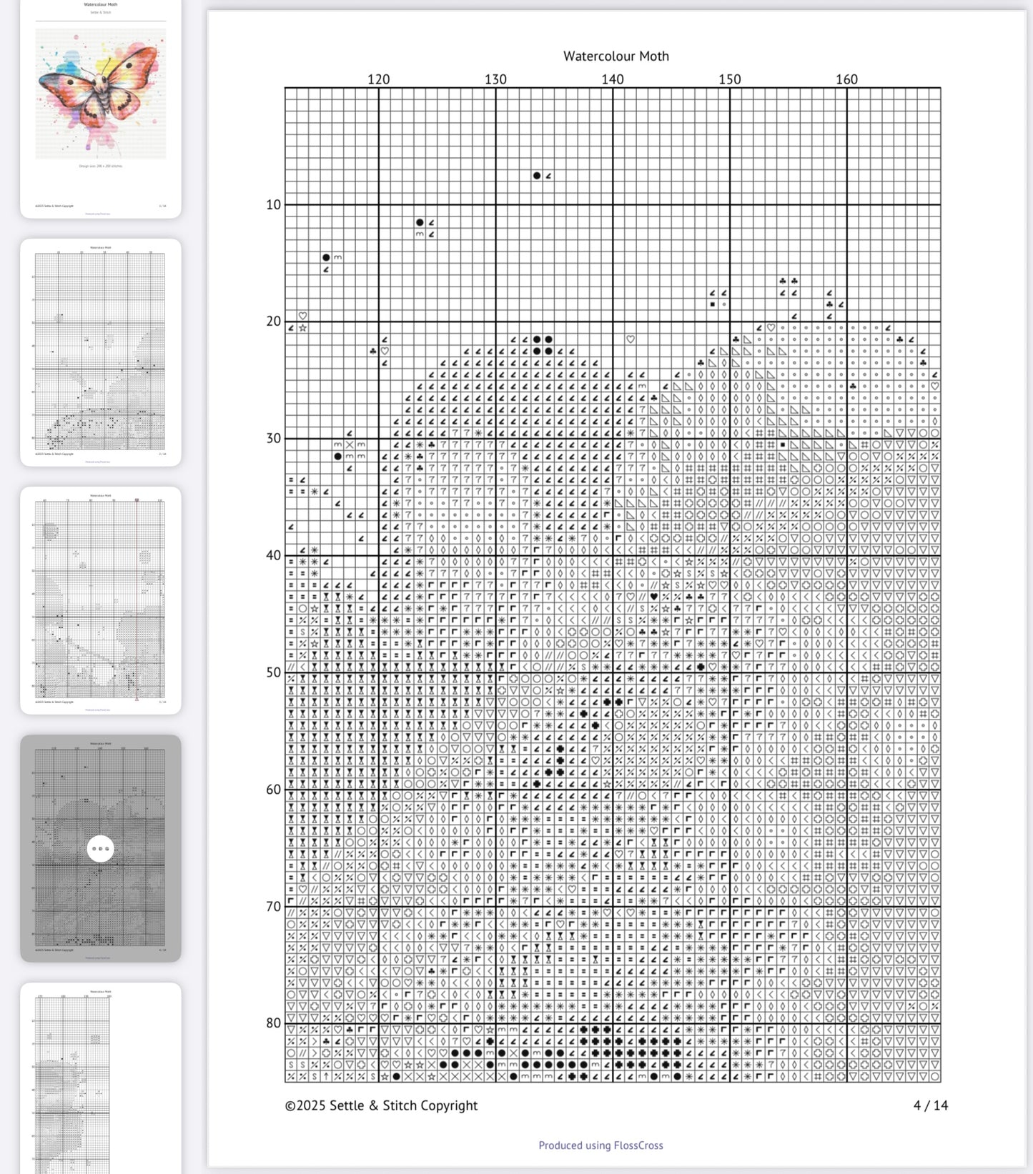 Watercolour Moth PDF Pattern | Embroidery Cross Stitch Pattern Download | Stitching | Embroidery Kits | Stitch Design | Embroidery Stitches | PDF Pattern