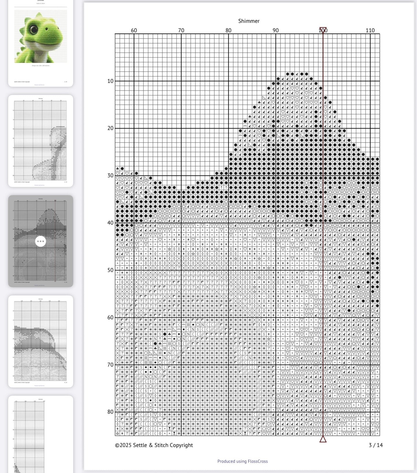 Shimmer the Green Dino PDF Pattern | Embroidery Cross Stitch Pattern Download | Stitching | Embroidery Kits | Stitch Design | Embroidery Stitches | PDF Pattern