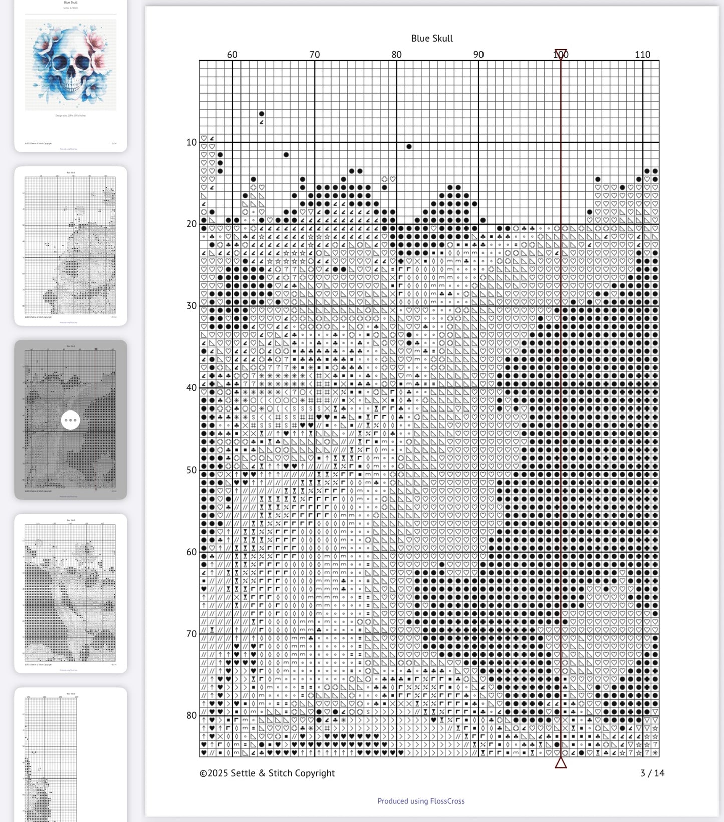 Watercolour Skull & Flowers (Blue & Peach) PDF Pattern | Embroidery Cross Stitch Pattern Download | Stitching | Embroidery Kits | Stitch Design | Embroidery Stitches | PDF Pattern
