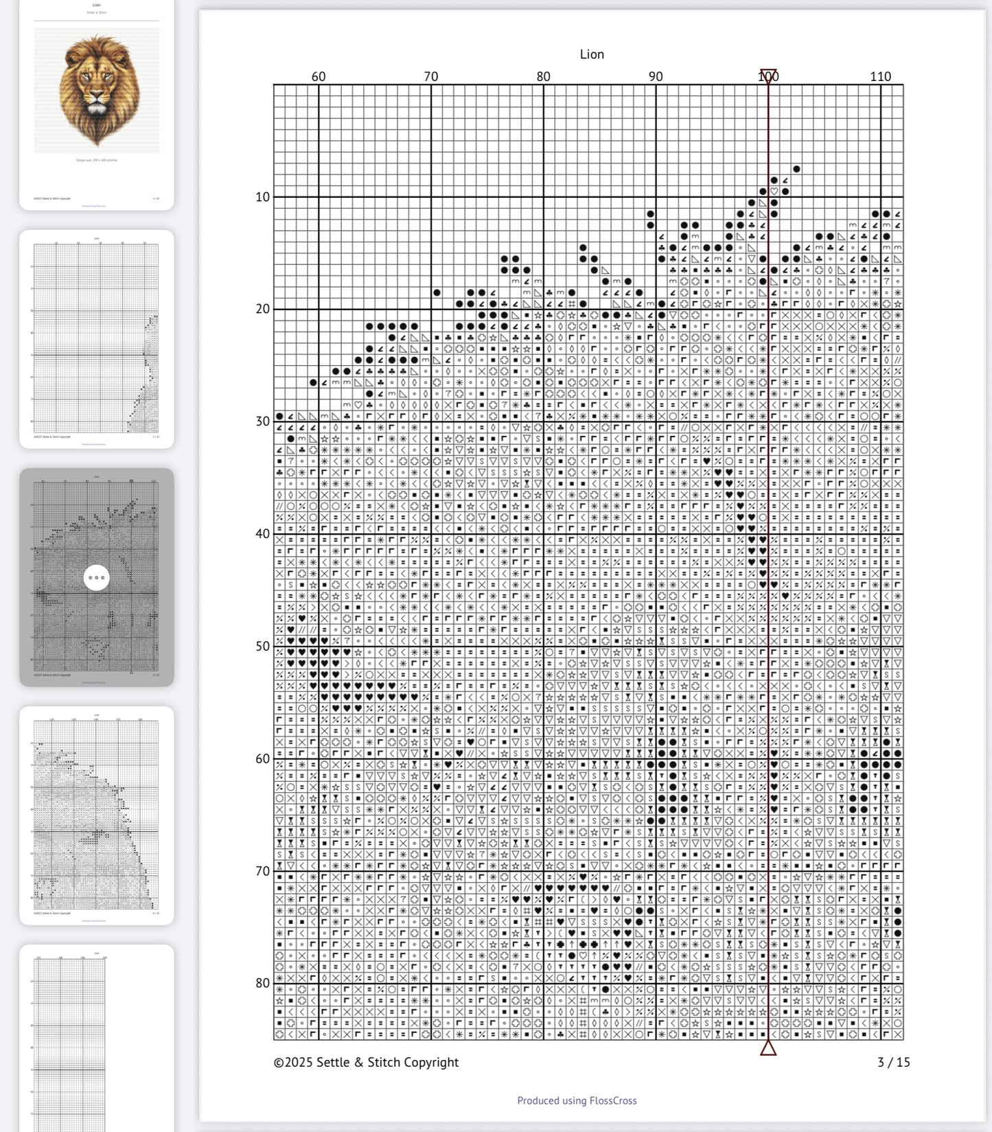 Lion Portrait PDF Pattern | Embroidery Cross Stitch Pattern Download | Stitching | Embroidery Kits | Stitch Design | Embroidery Stitches | PDF Pattern
