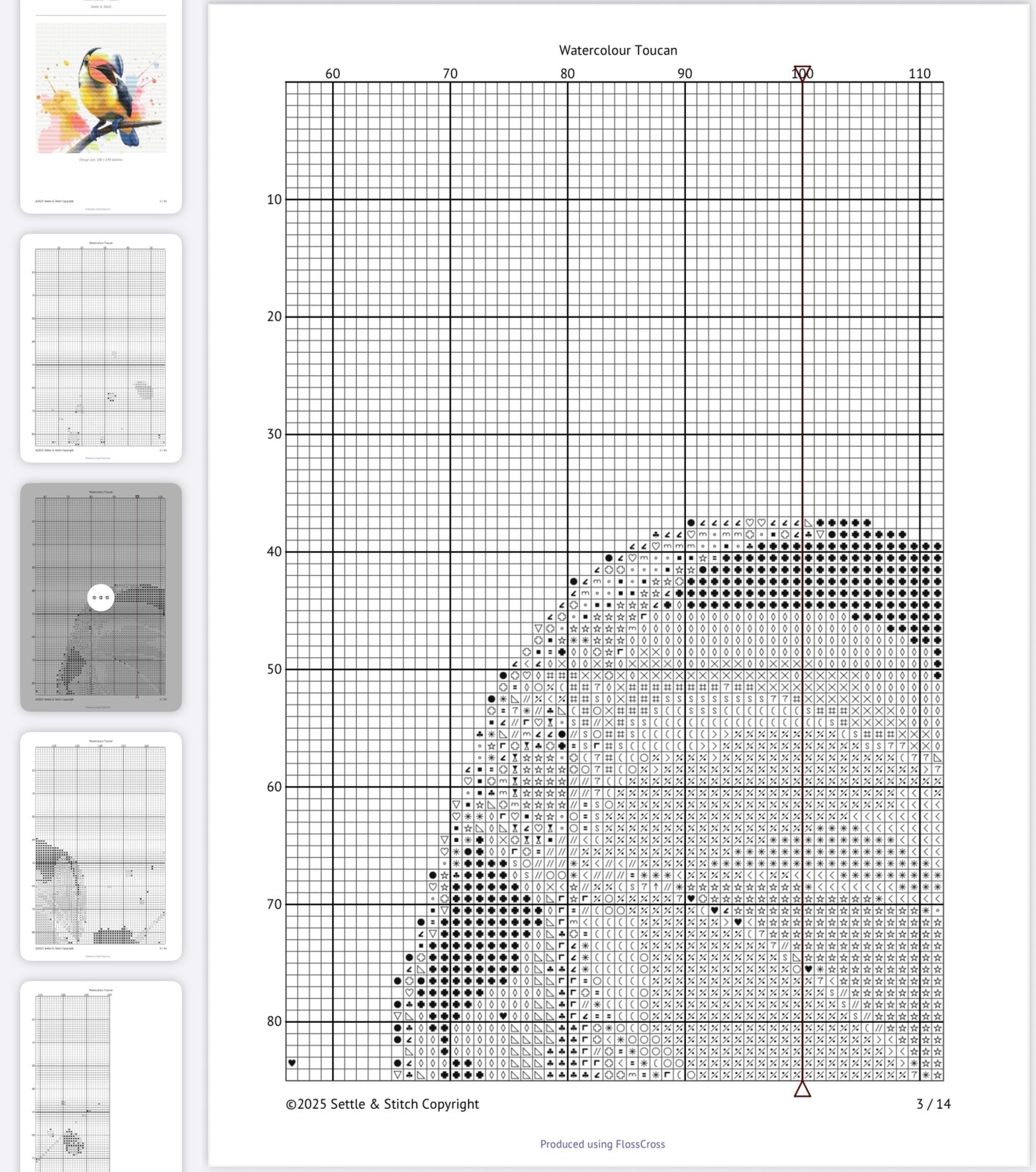 Watercolour Toucan PDF Pattern | Embroidery Cross Stitch Pattern Download | Stitching | Embroidery Kits | Stitch Design | Embroidery Stitches | PDF Pattern