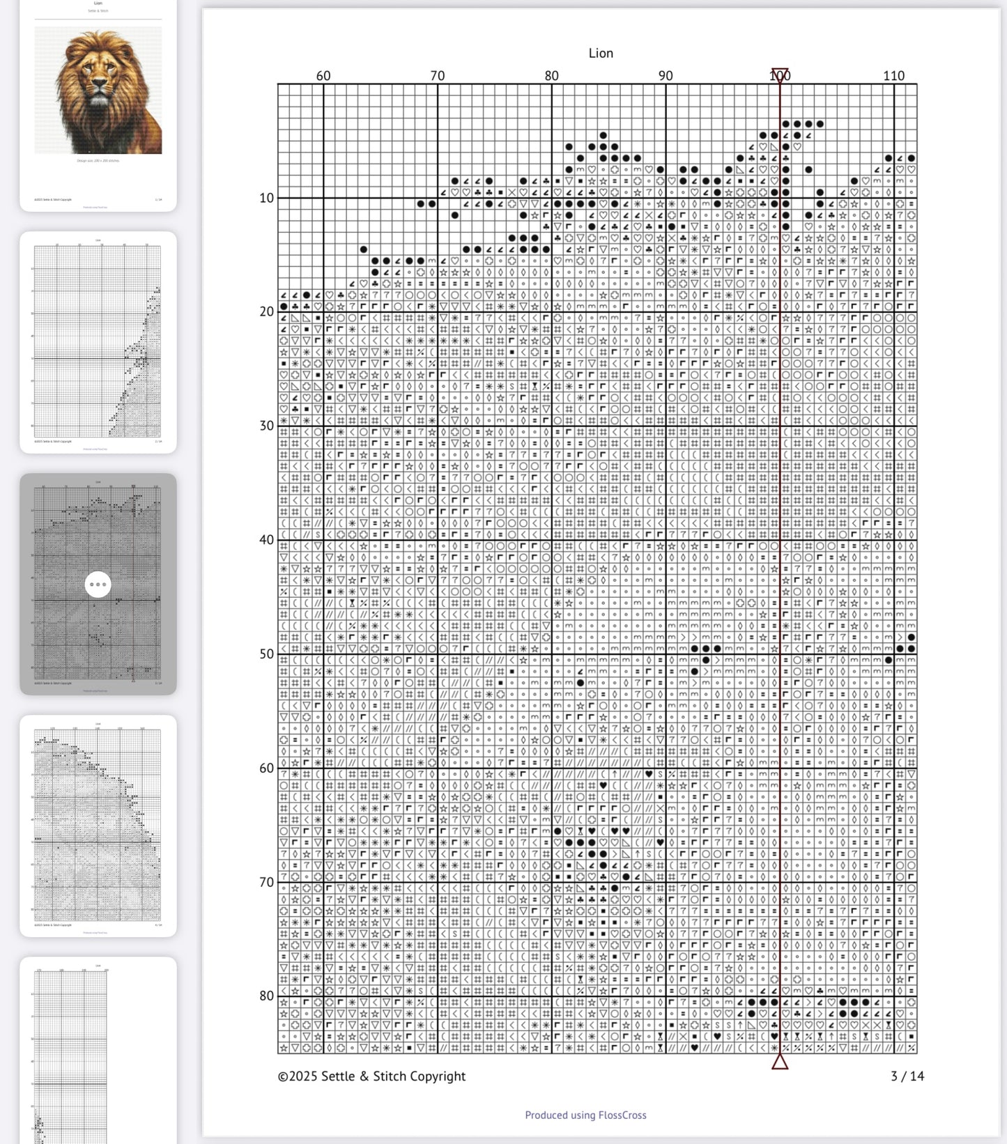 Lion PDF Pattern | Embroidery Cross Stitch Pattern Download | Stitching | Embroidery Kits | Stitch Design | Embroidery Stitches | PDF Pattern