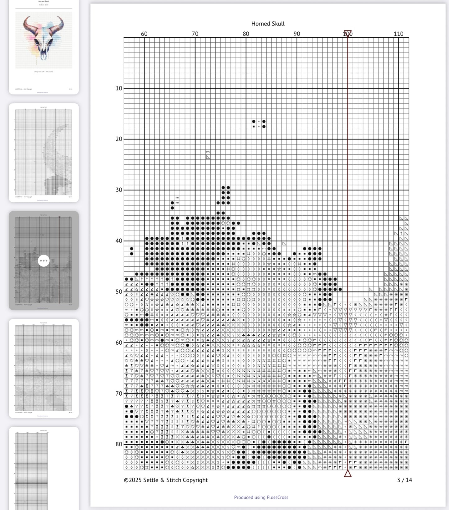 Watercolour Horned Animal Skull PDF Pattern | Embroidery Cross Stitch Pattern Download | Stitching | Embroidery Kits | Stitch Design | Embroidery Stitches | PDF Pattern