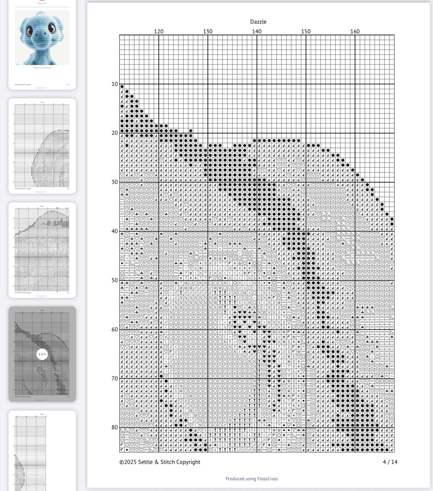 Dazzle the Blue Dino PDF Pattern | Embroidery Cross Stitch Pattern Download | Stitching | Embroidery Kits | Stitch Design | Embroidery Stitches | PDF Pattern