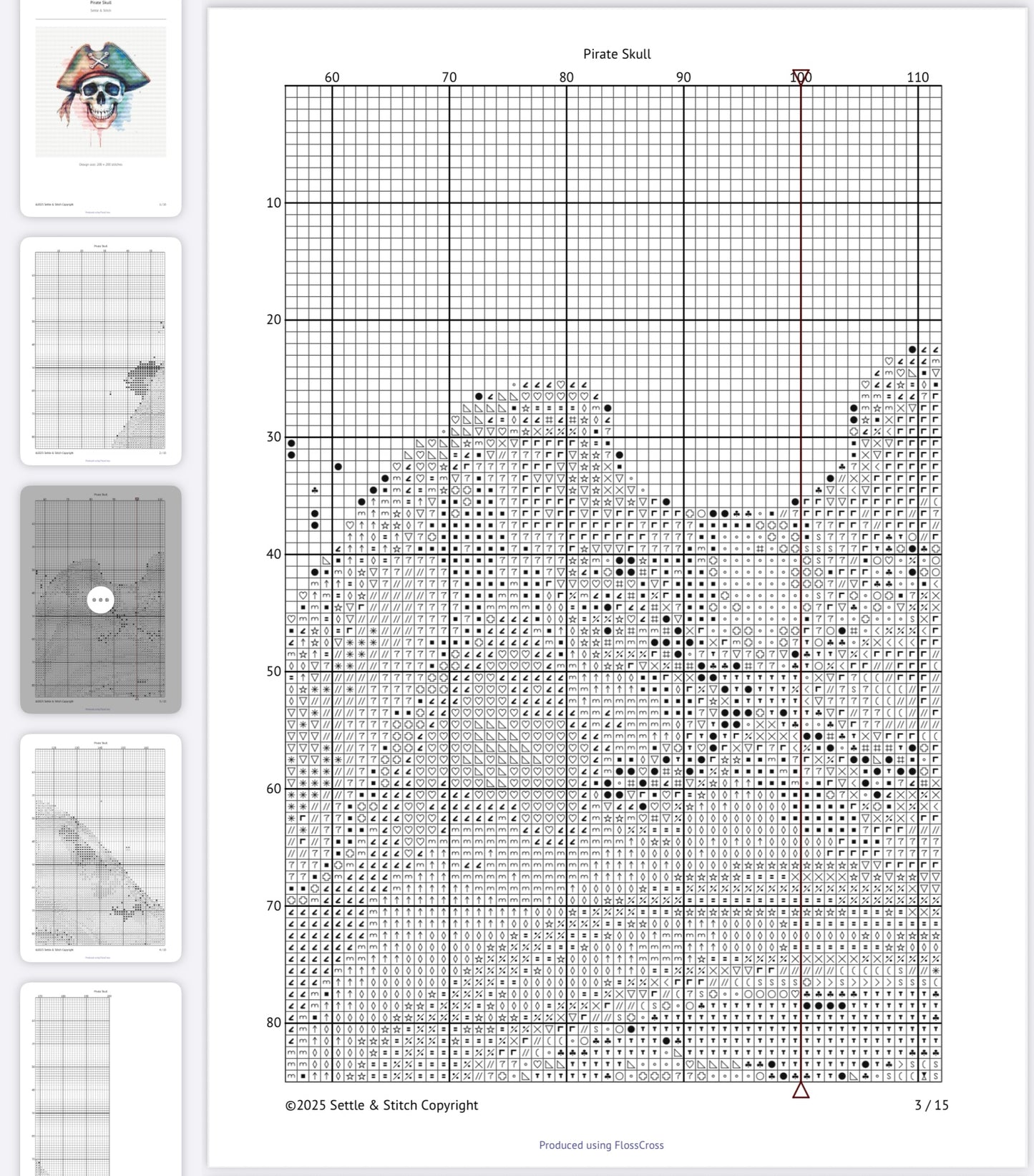 Watercolour Pirate Skull PDF Pattern | Embroidery Cross Stitch Pattern Download | Stitching | Embroidery Kits | Stitch Design | Embroidery Stitches | PDF Pattern