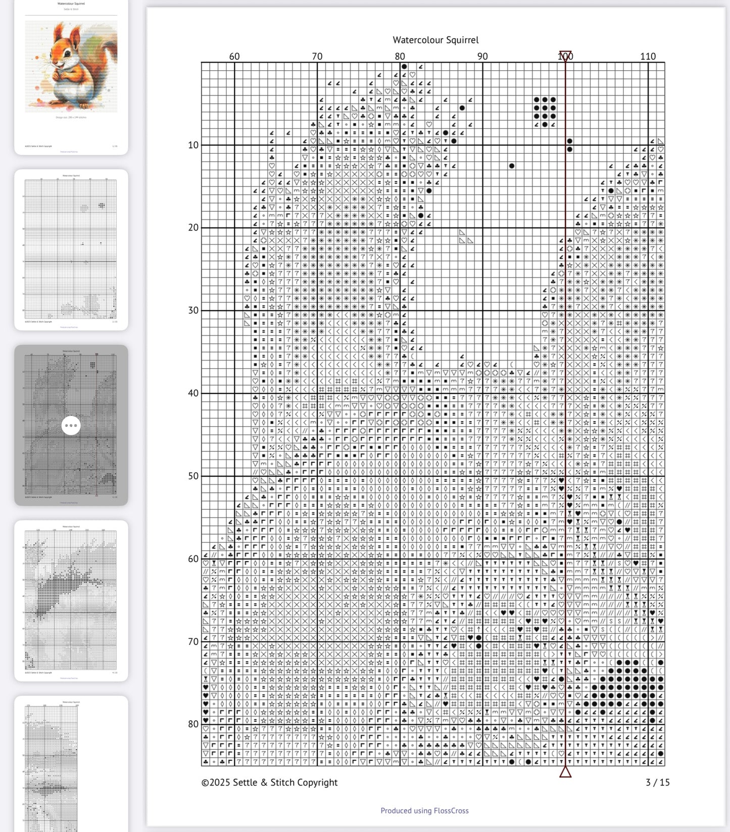 Watercolour Squirrel PDF Pattern | Embroidery Cross Stitch Pattern Download | Stitching | Embroidery Kits | Stitch Design | Embroidery Stitches | PDF Pattern